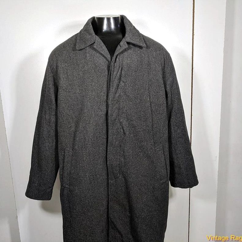 image of Vintage Alpine Swiss Long Wool Coat Overcoat Mens Size XL Gray Insulated in White