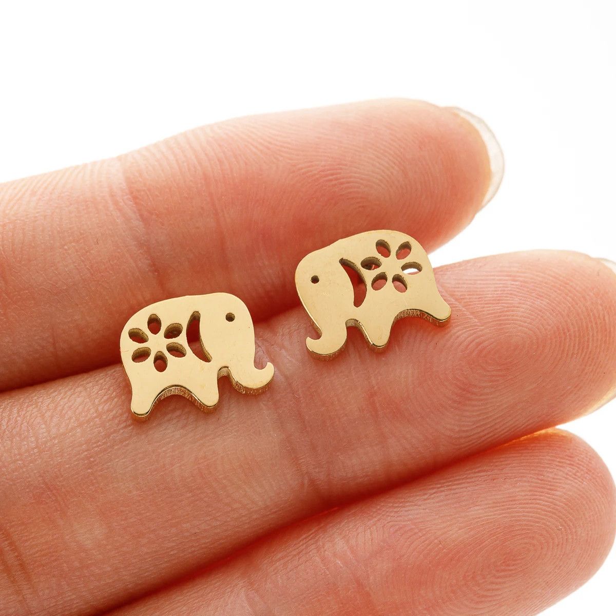 Jewelry Cartoon Elephant Stud Earrings Charm Earring Gift Size ONE SIZE - 2 Thumbnail