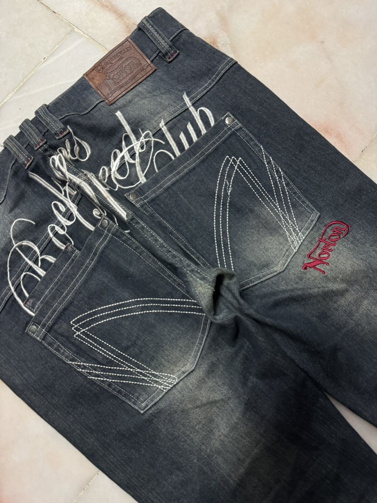 Norton VINTAGE NORTON RUSTY MUDWASH SLIM BACK LOGO EMBROIDERY JEAN Size US 36 / EU 52 - 16 Thumbnail