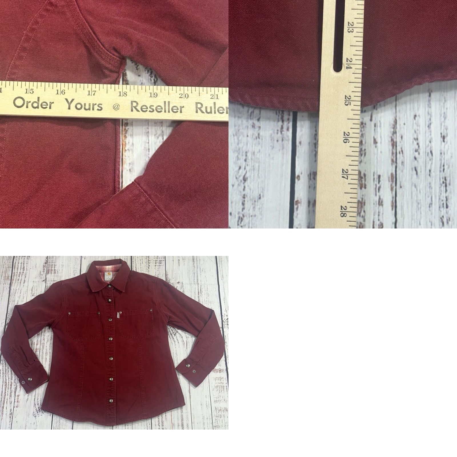 Carhartt Carhartt Women Dark Red Canvas Snap Up Shirt WS006DKR Small Lined Flannel Long Sleeve Button-Up Size S / US 4 / IT 40 - 8 Thumbnail