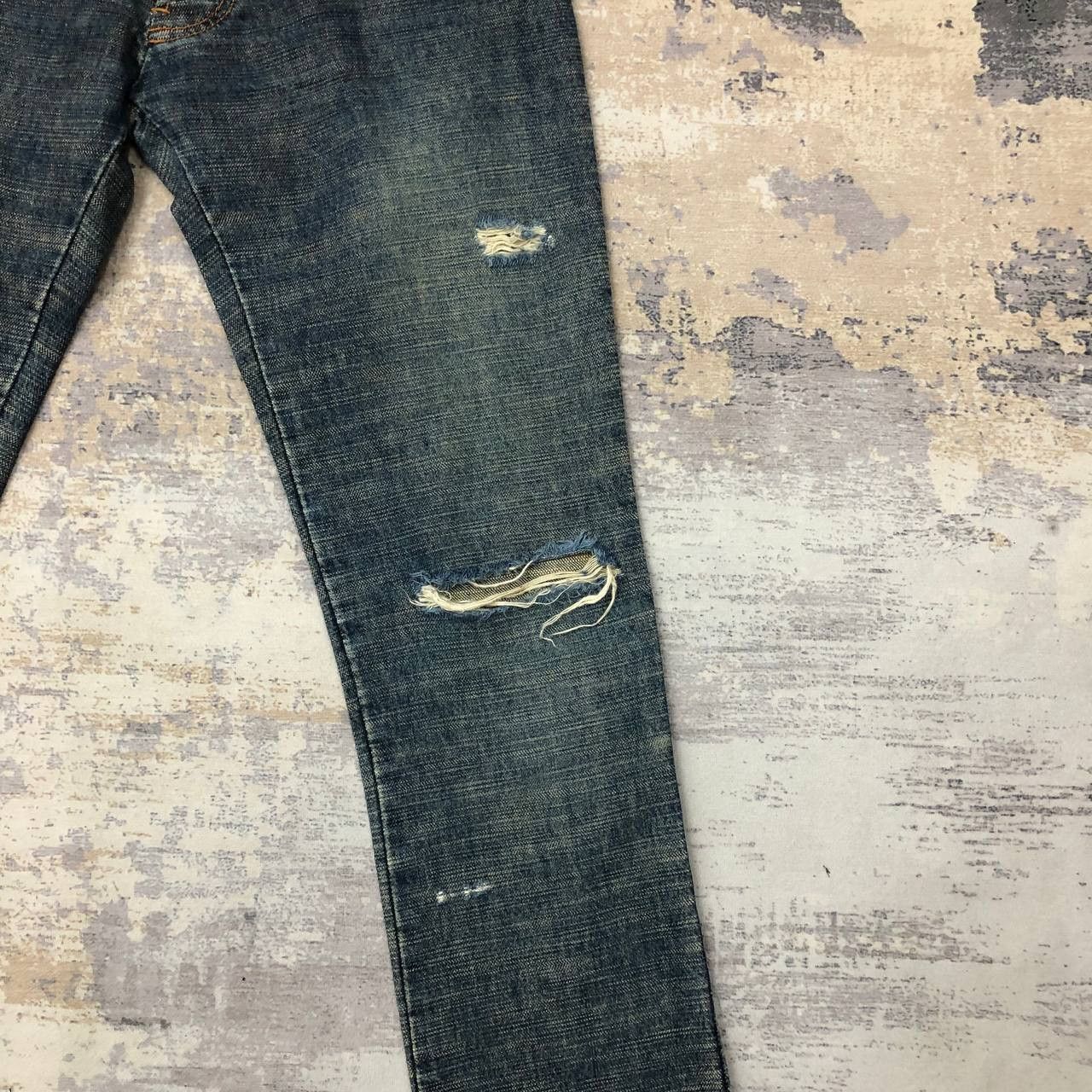Japanese Brand P164 JAPAN 9h FLARED RIPPED JEANS Size US 31 - 8 Thumbnail
