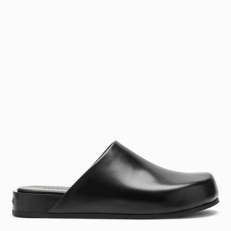 image of Salvatore Ferragamo Ferragamo Black Leather Sabot Shoes, Men's (Size 10)