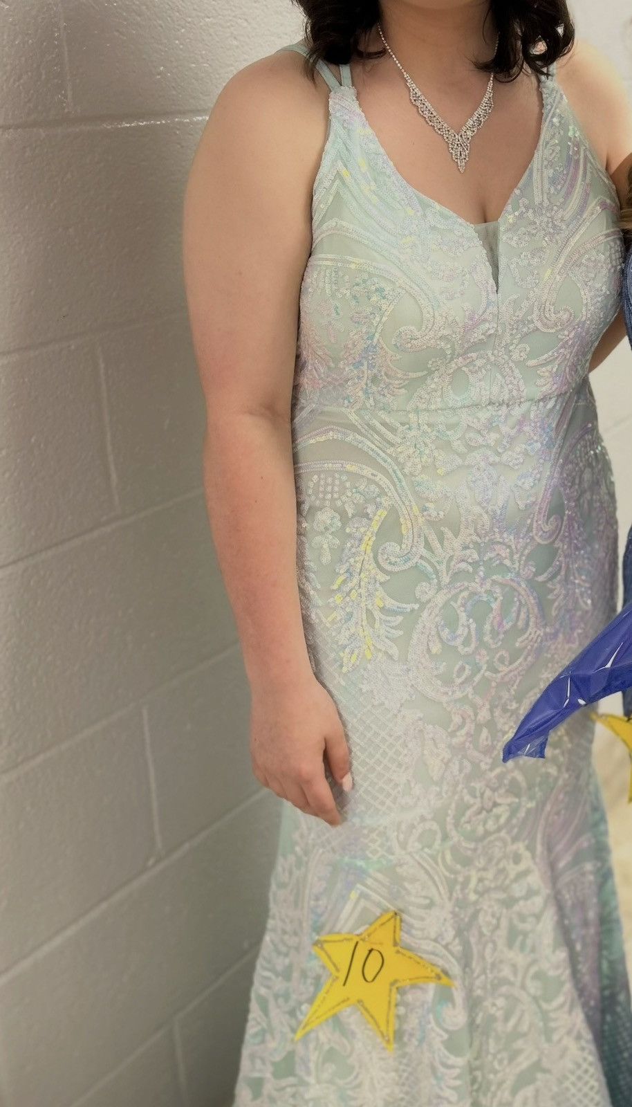 Dillard's Light mint sequin prom or pageant dress Size XL / US 12-14 / IT 48-50 - 2 Thumbnail