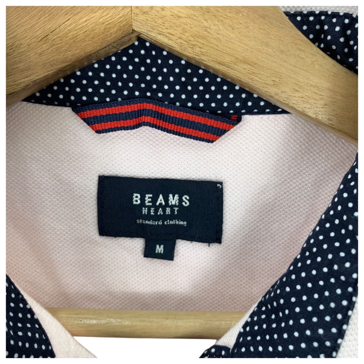 Beams Plus Vintage BEAMS PLUS HEART Polka Dot Tipped Polo Tee Size M / US 6-8 / IT 42-44 - 6 Thumbnail