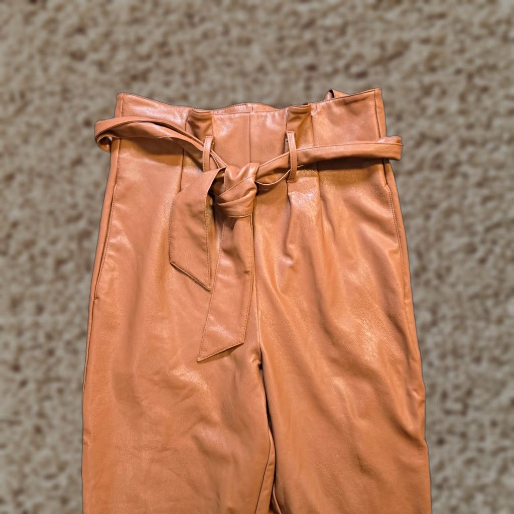Commando Commando Pants Women XS Brown Faux Leather Belted High Waist Taper Capsule Size 26" / US 2 / IT 38 - 1 Thumbnail