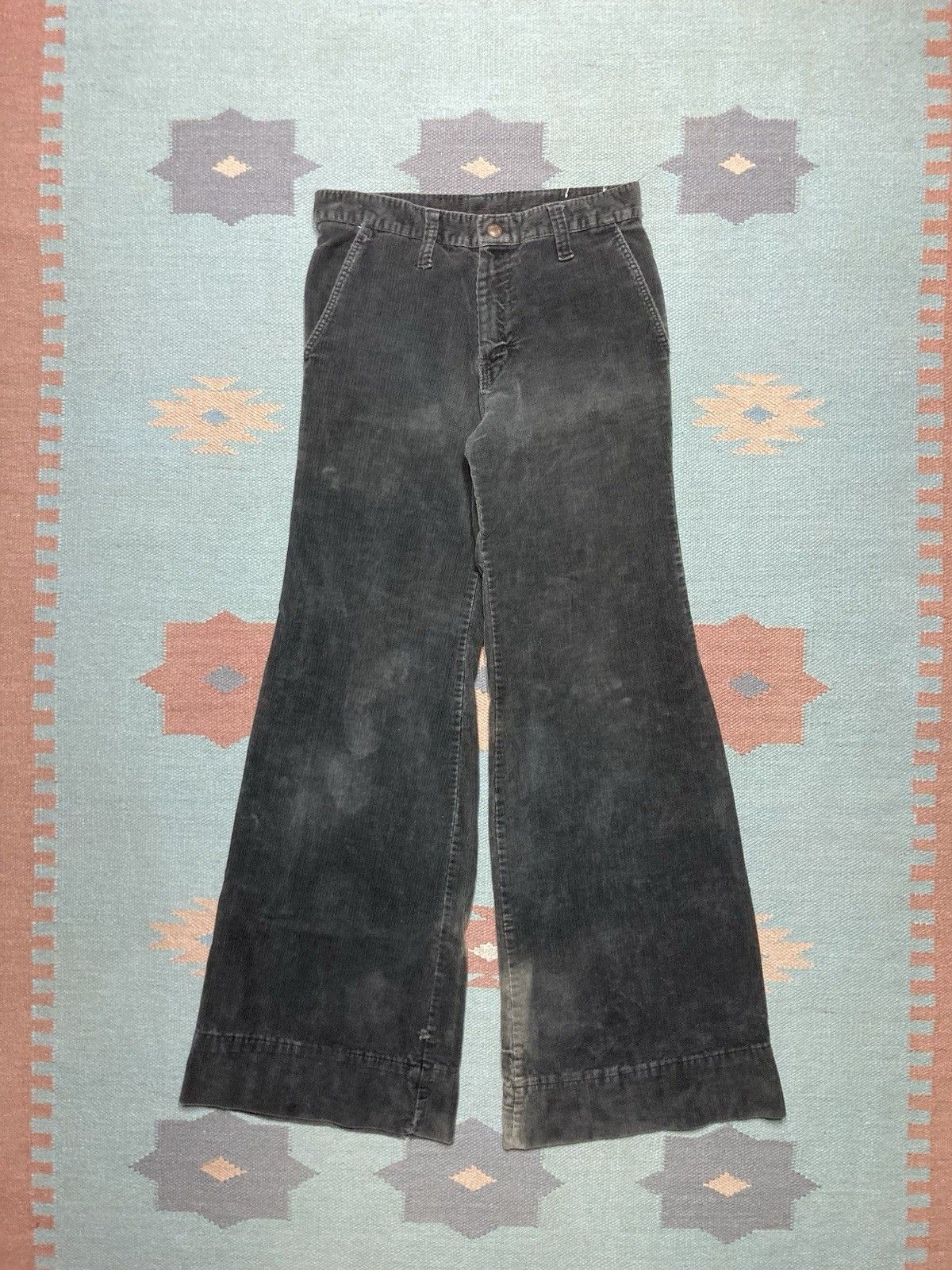 Vintage 70s corduroy bell bottoms elephant flare pants black 28x32 Size 28" / US 6 / IT 42 - 6 Thumbnail