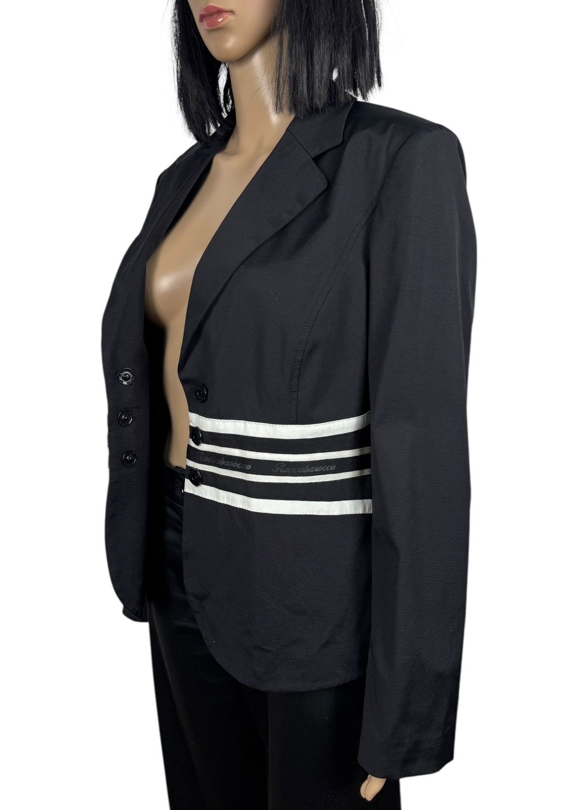 Other Roccobarocco Italy Nylon-Cotton Blazer Striped Logo NavyBlue Size XL / US 12-14 / IT 48-50 - 9 Thumbnail