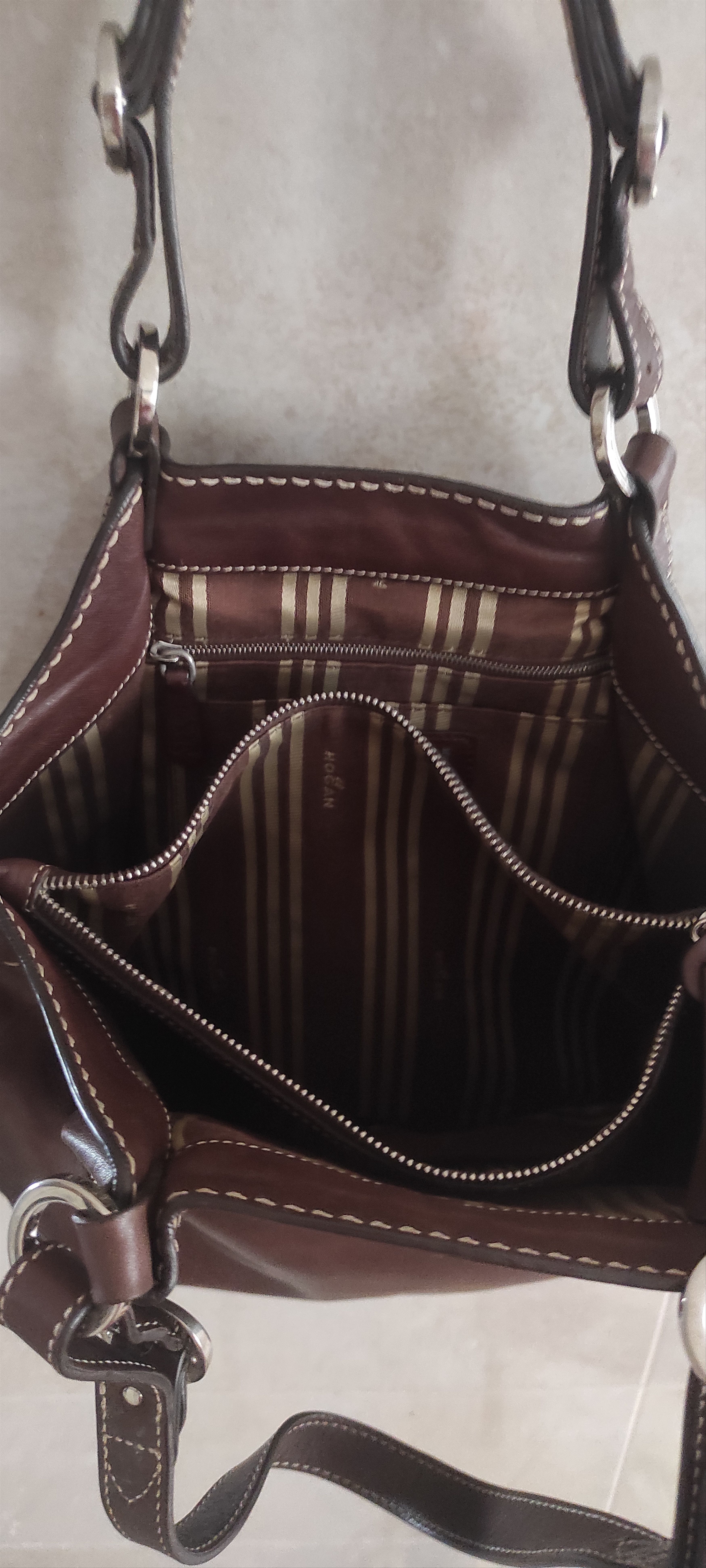 Hogan Hogan Vintage Cognac Brown Leather Shoulder Bag Made Italy Size ONE SIZE - 12 Thumbnail