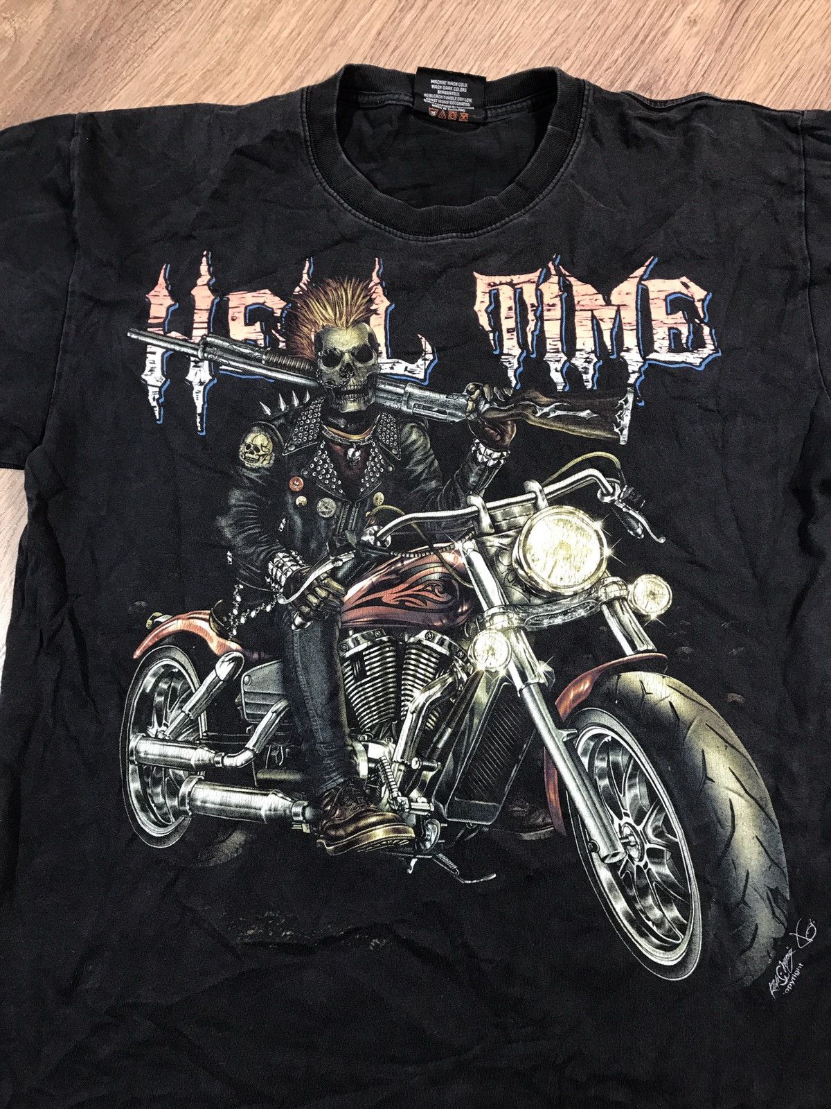 Japanese Brand × Vintage Vintage Hell Time Biker T Shirt Size US L / EU 52-54 / 3 - 2 Thumbnail