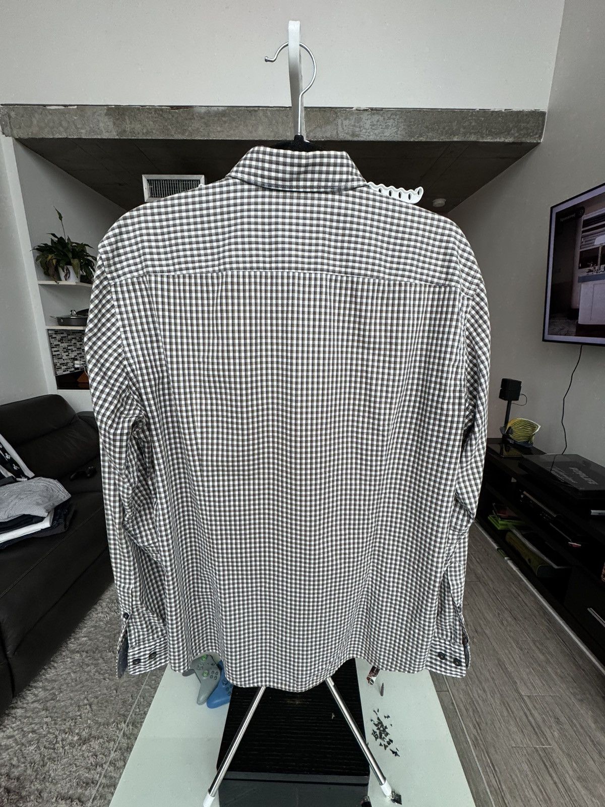 Hugo Boss HUGO BOSS Slim Fit Dress Shirt Grey/White Size US L / EU 52-54 / 3 - 3 Thumbnail