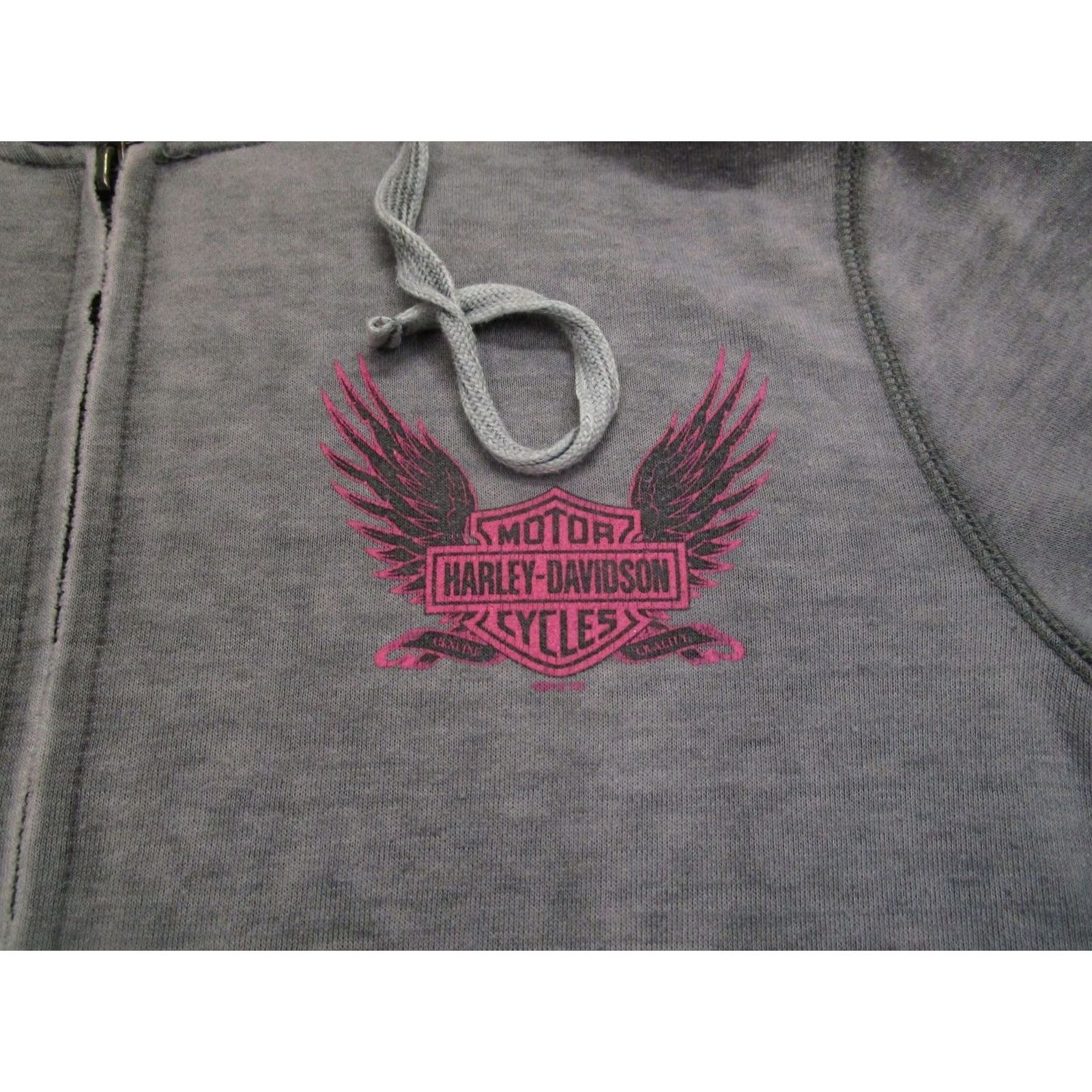 Harley Davidson Harley-Davidson Hoodie Women Large Gray Full Zip Las Vegas Nevada Wings Faded Size L / US 10 / IT 46 - 3 Thumbnail