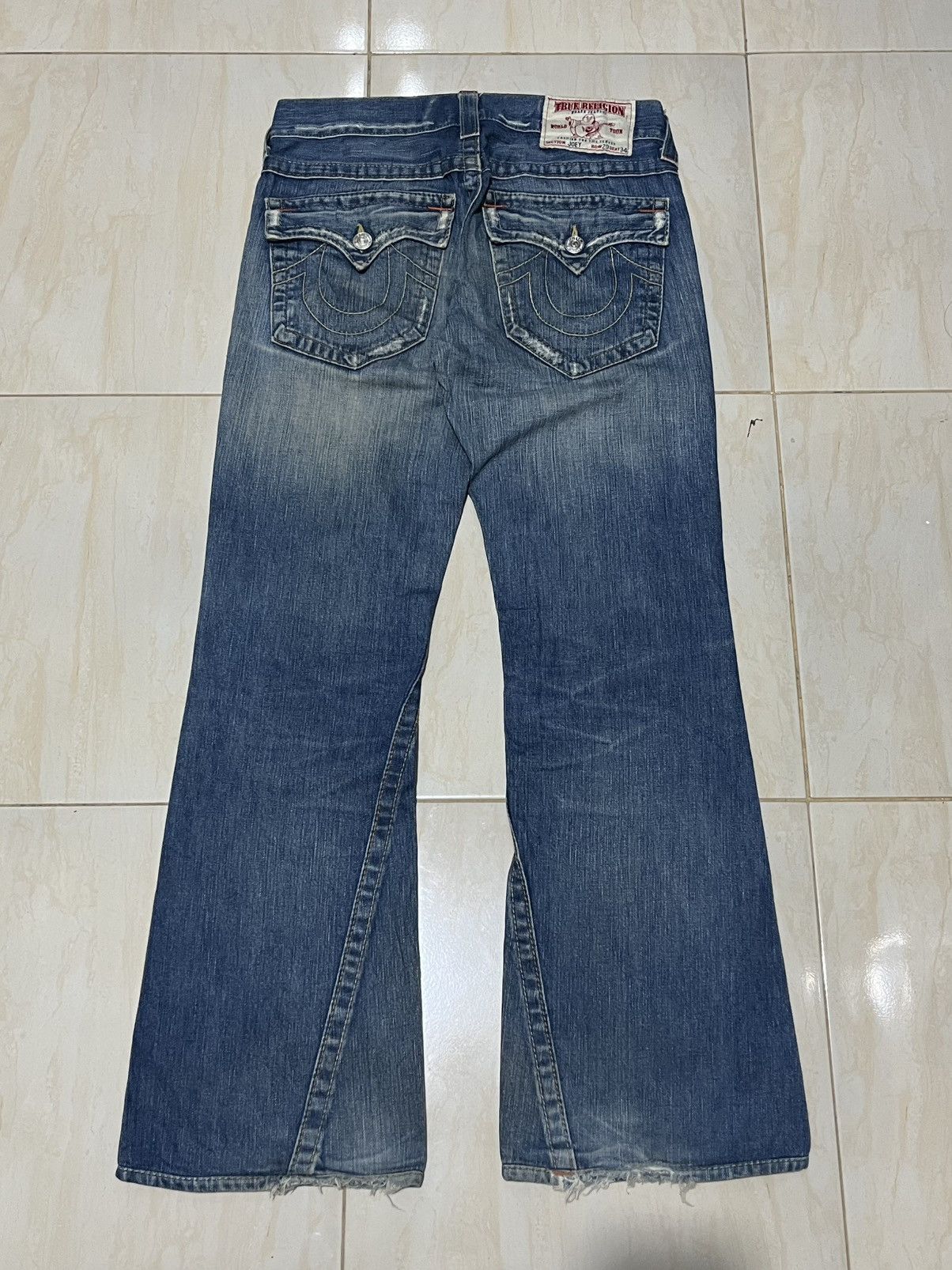 True Religion Flare Jeans True Regligion Joey Distress Faded Y2k Size US 29 - 5 Thumbnail