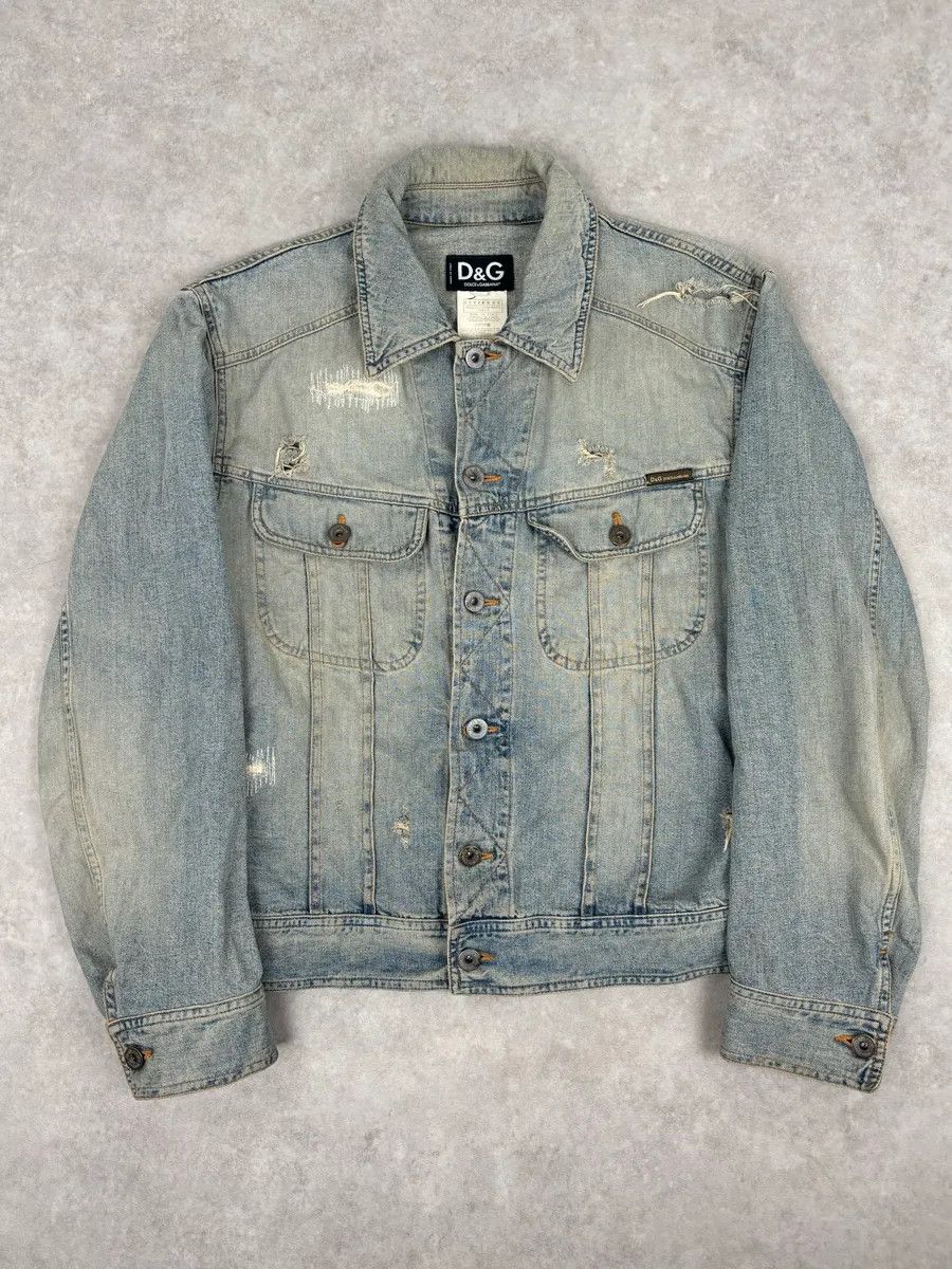 Dolce & Gabbana SS2004 Dolce & Gabbana Light Blue Distressed Denim Jacket Size US M / EU 48-50 / 2 - 1 Thumbnail