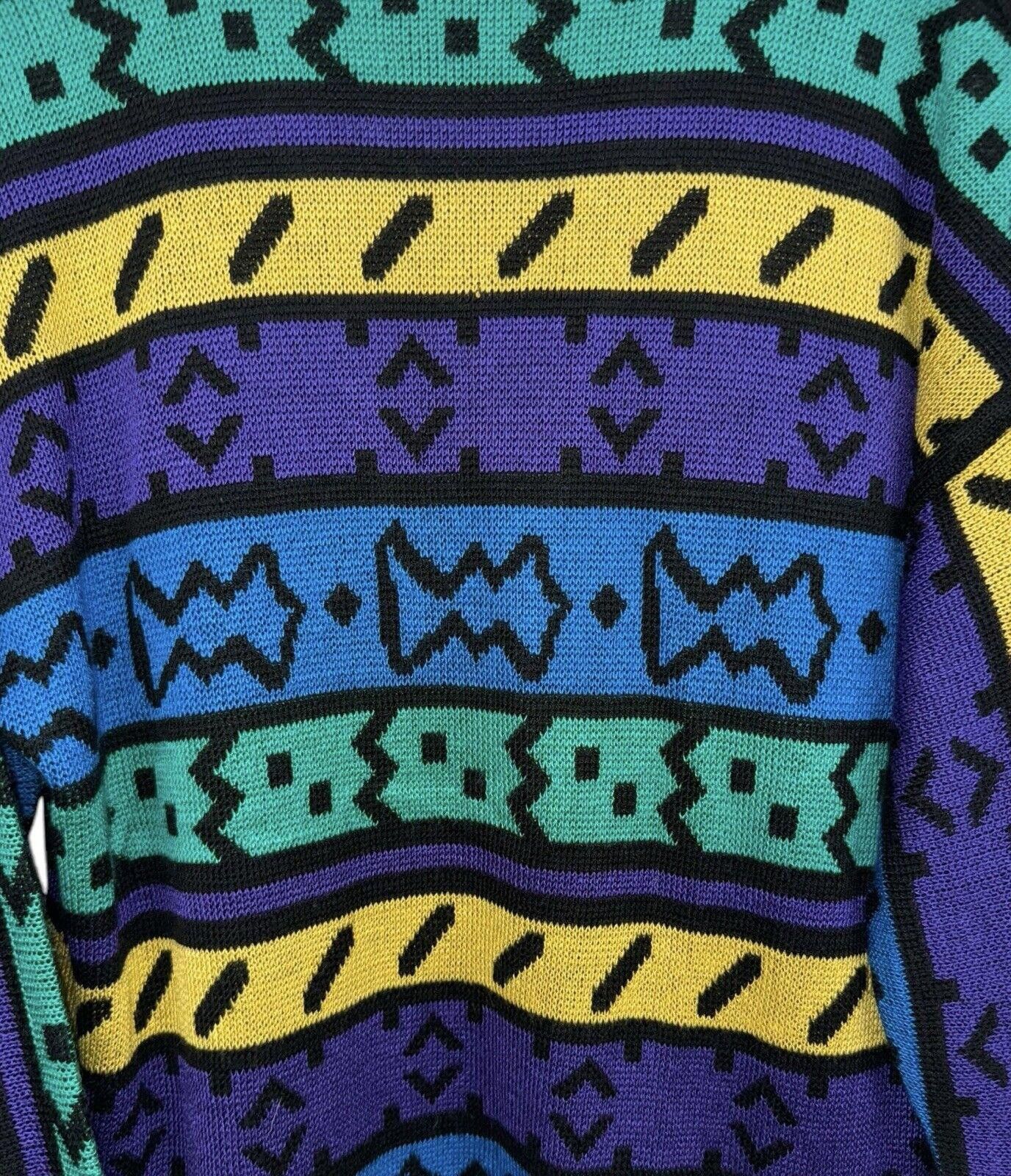 Designer Vintage Imapier Italy 90s Geometric Cosby Knit Cardigan L Size US L / EU 52-54 / 3 - 3 Thumbnail