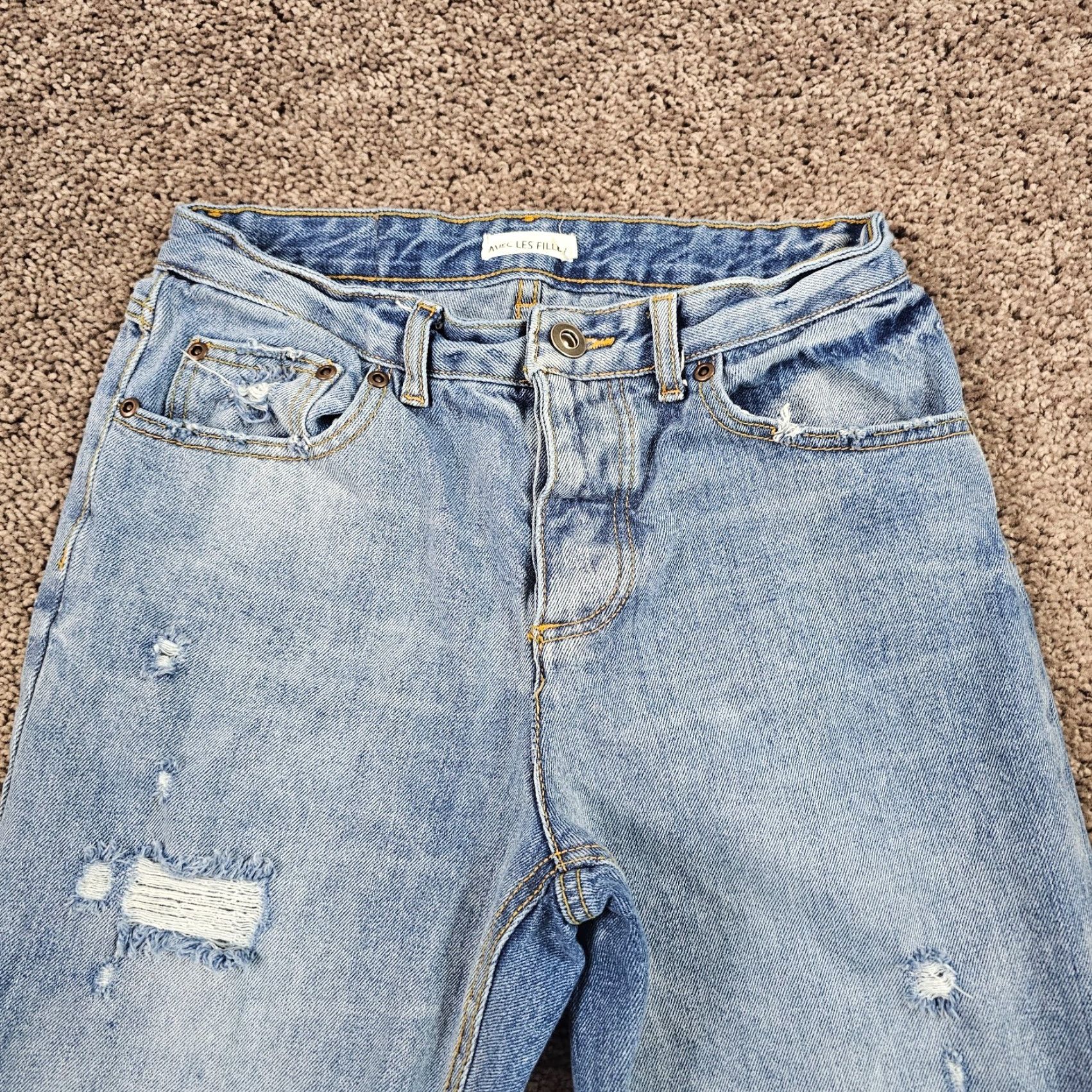 AVEC LES FILLES VINTAGE Avec Les Filles Jeans Womens 26 Straight Leg Distressed Blue 25x28 Size 26" / US 2 / IT 38 - 2 Thumbnail