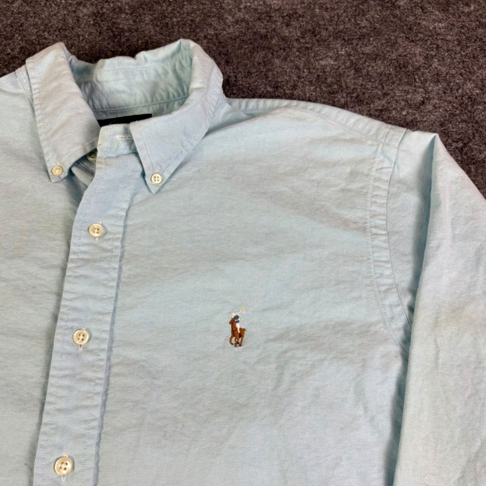 Polo Ralph Lauren Polo Ralph Lauren Mens XL Custom Fit Oxford Button Down Shirt Light Blue Pony Size US XL / EU 56 / 4 - 6 Thumbnail