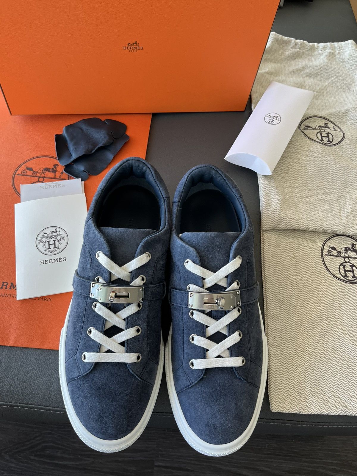 Hermes Hermes Day Sneaker Suede Chevre Velours Blue Celeste Size US 10.5 / EU 43-44 - 3 Thumbnail