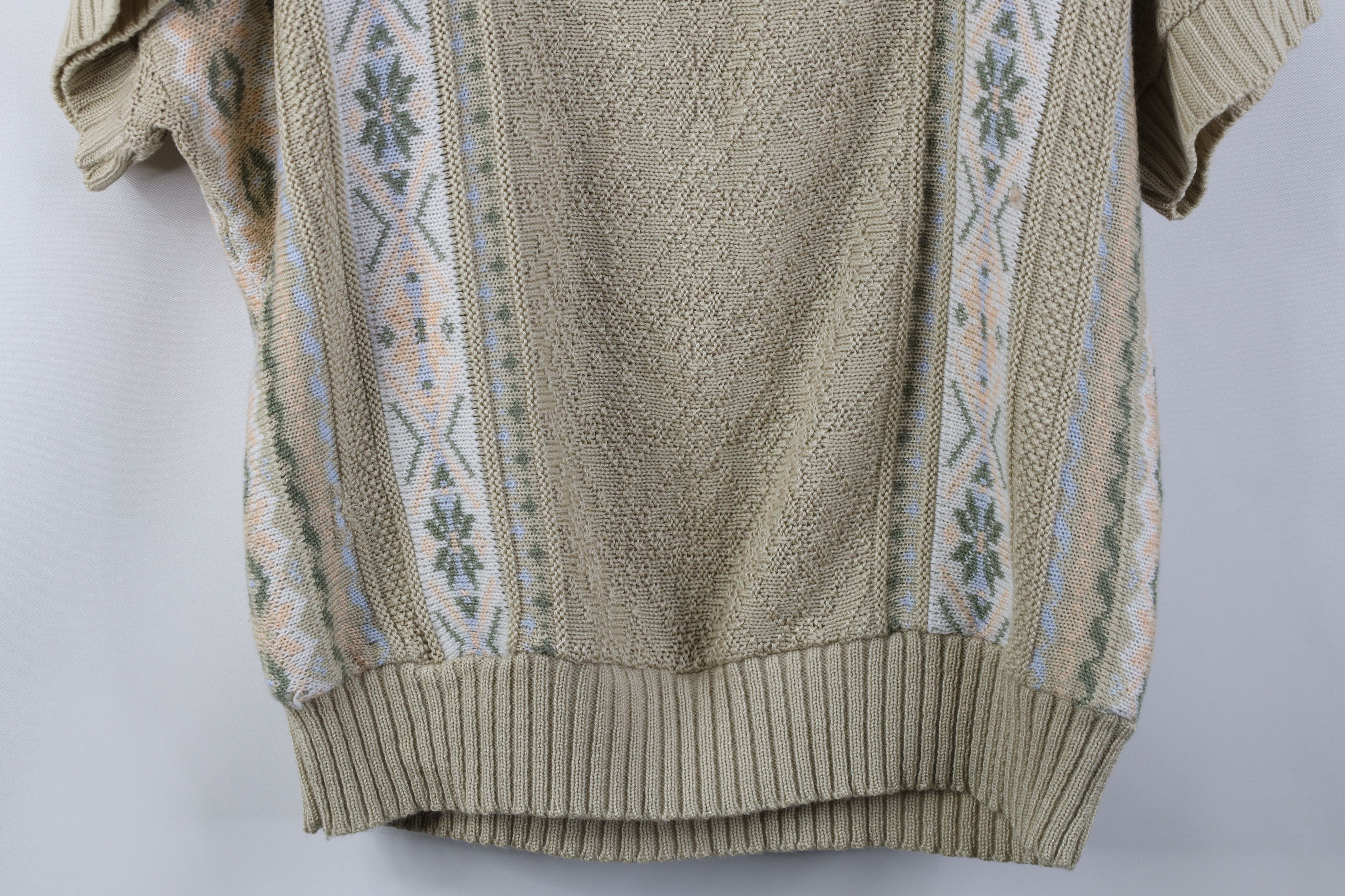 Vintage Vintage 90s Streetwear Fair Isle Knit Short Sleeve Sweater Size L / US 10 / IT 46 - 10 Thumbnail