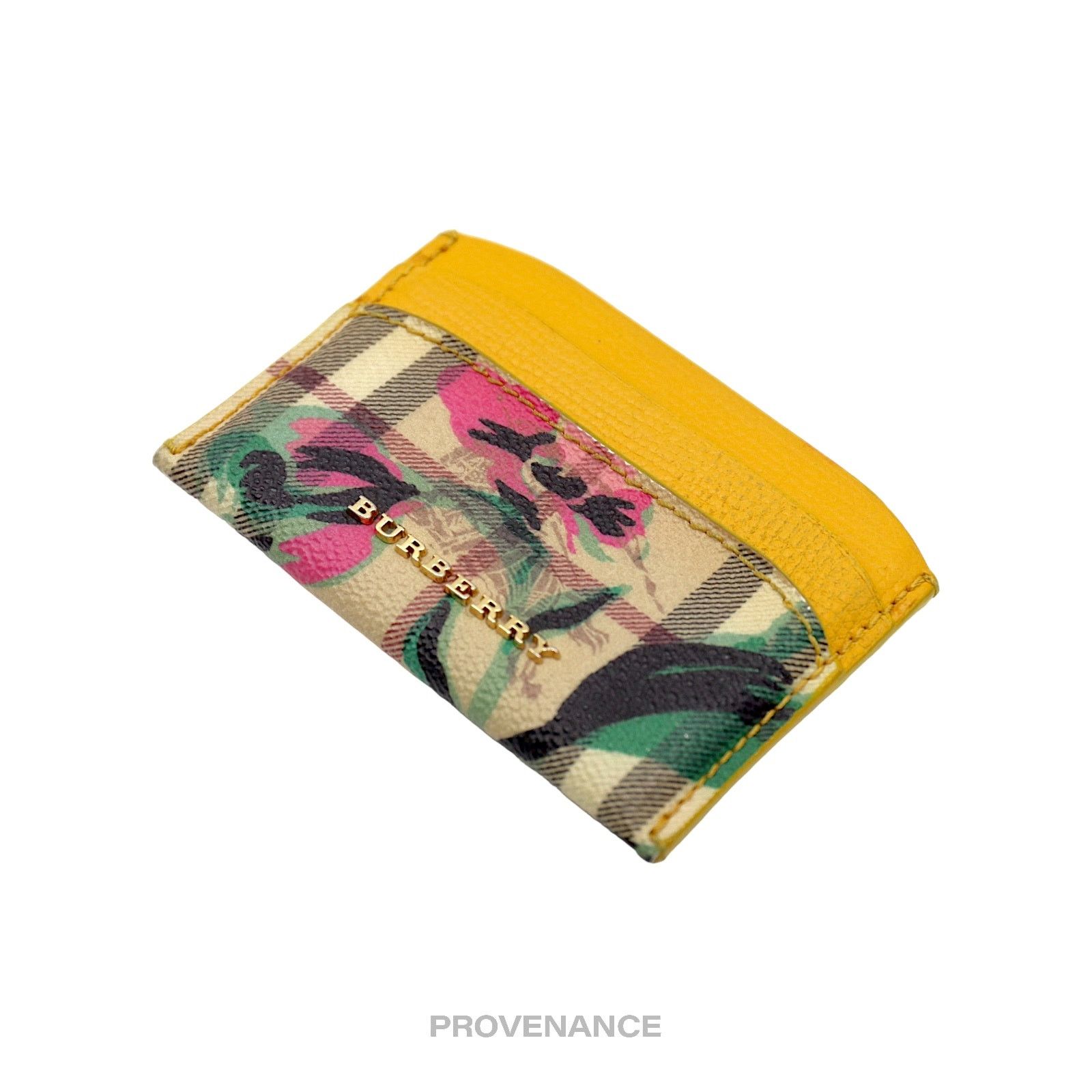 Burberry 🔴 Burberry Floral Card Holder Wallet - Nova Check Yellow Size ONE SIZE - 4 Thumbnail
