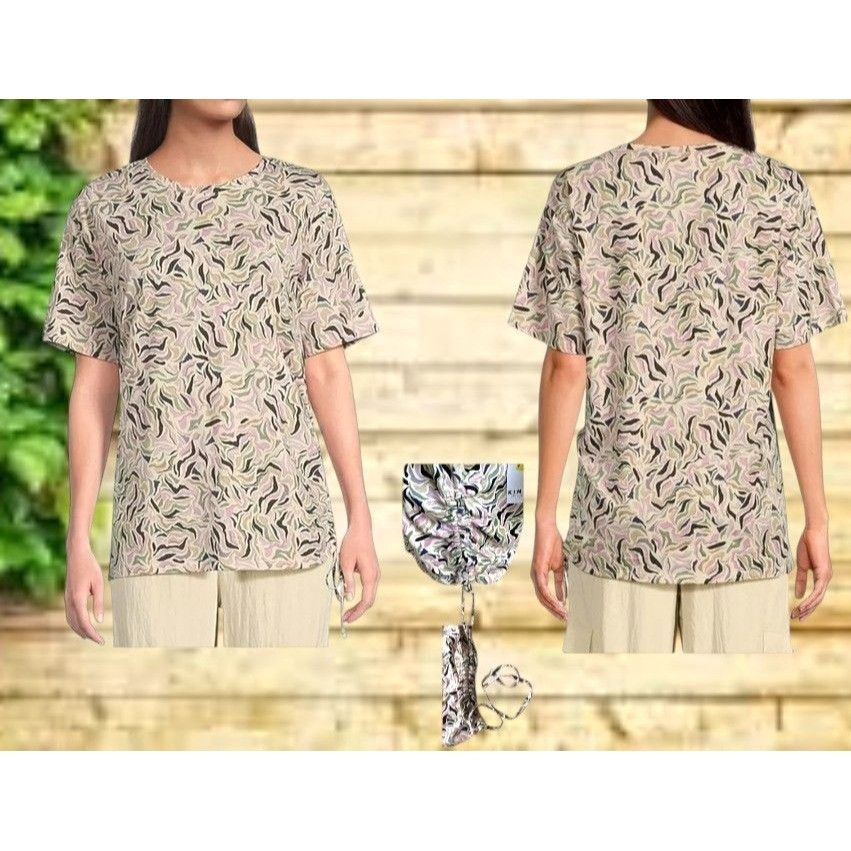 Other NWT Kinesis Printed Short Sleeve Ruched Side Tee Top XL - M Size XL / US 12-14 / IT 48-50 - 2 Thumbnail