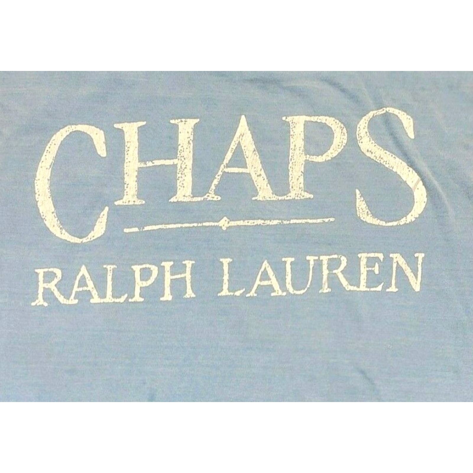 Chaps VINTAGE Chaps Ralph Lauren T Shirt XL 90s Light Blue Distressed Logo Crew Neck Short Sleeve Men Size US XL / EU 56 / 4 - 2 Thumbnail