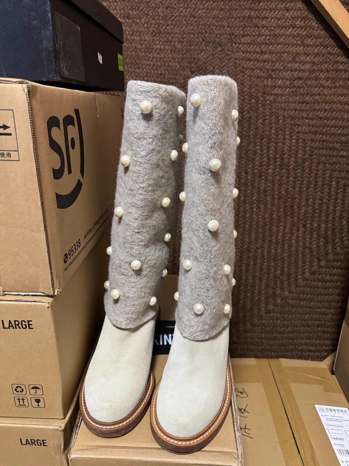 Chanel Chanel Pearl Tweed Knee-High Boots K6 Size US 6 / IT 36 - 7 Thumbnail