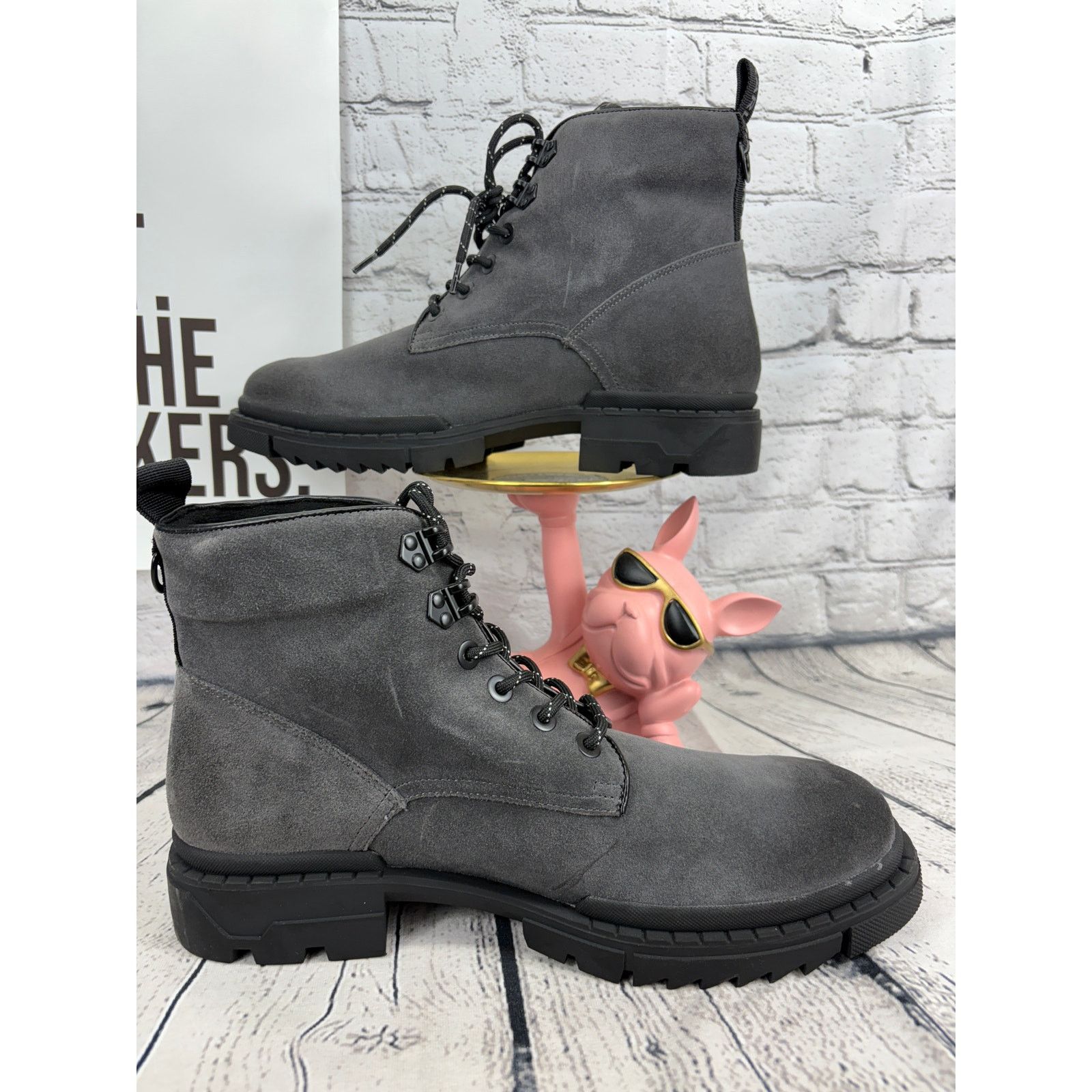 Karl Lagerfeld Karl Lagerfeld Paris Combat Boots Grained Leather Mens 13 Size US 13 / EU 46 - 8 Thumbnail