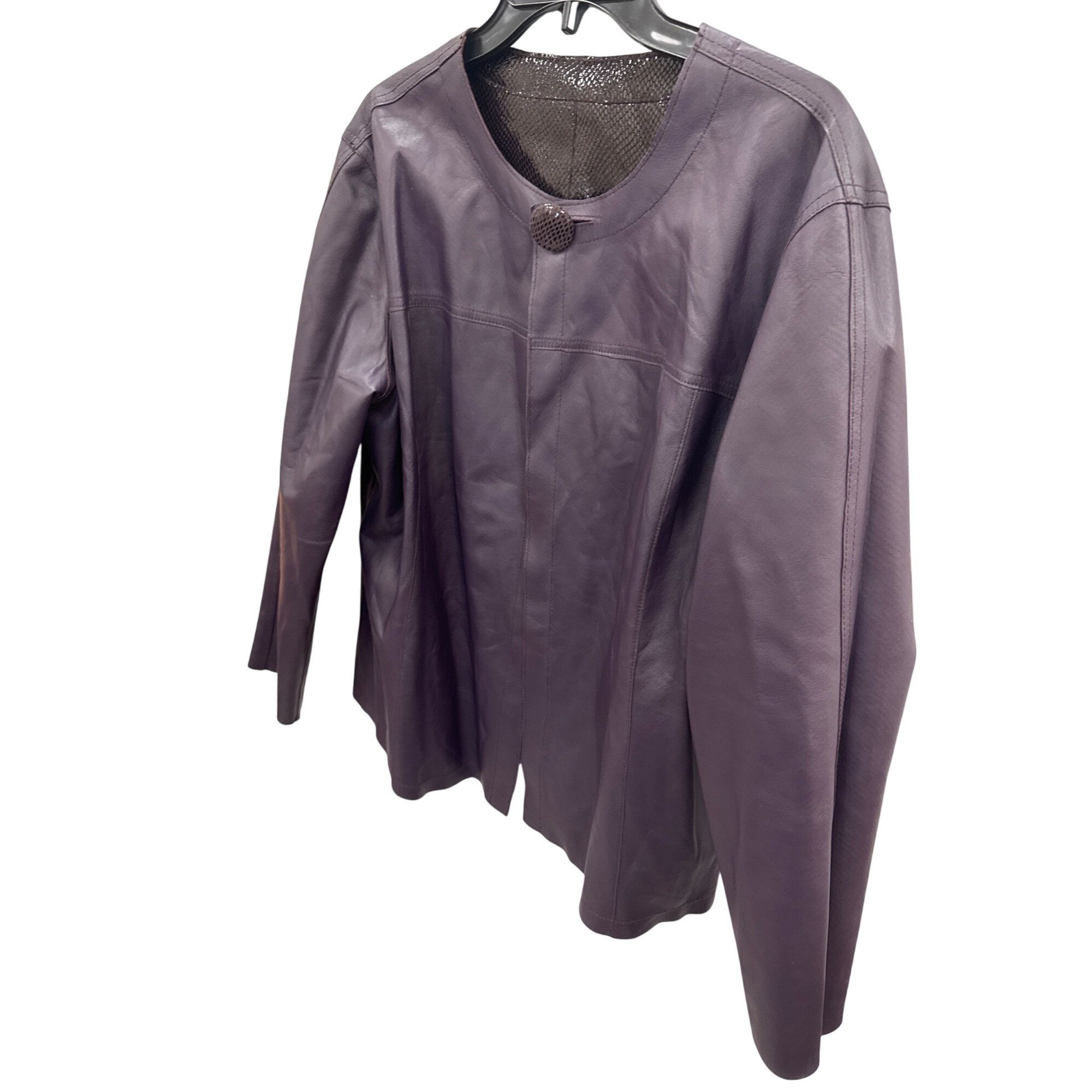 Chicos Chicos Womens Plum Leather Reversible Animal Print Jacket ou Size S / US 4 / IT 40 - 12 Thumbnail