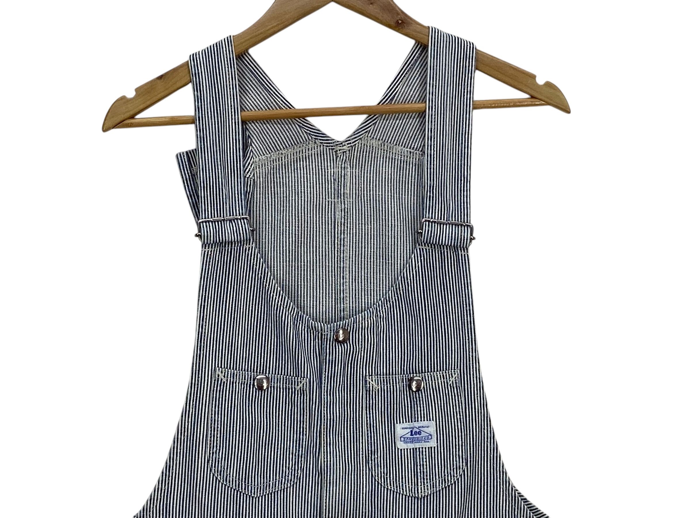 Japanese Brand × Lee Lee Stripes Denim Bib Overalls Hickory Workwear Size US 33 - 3 Thumbnail
