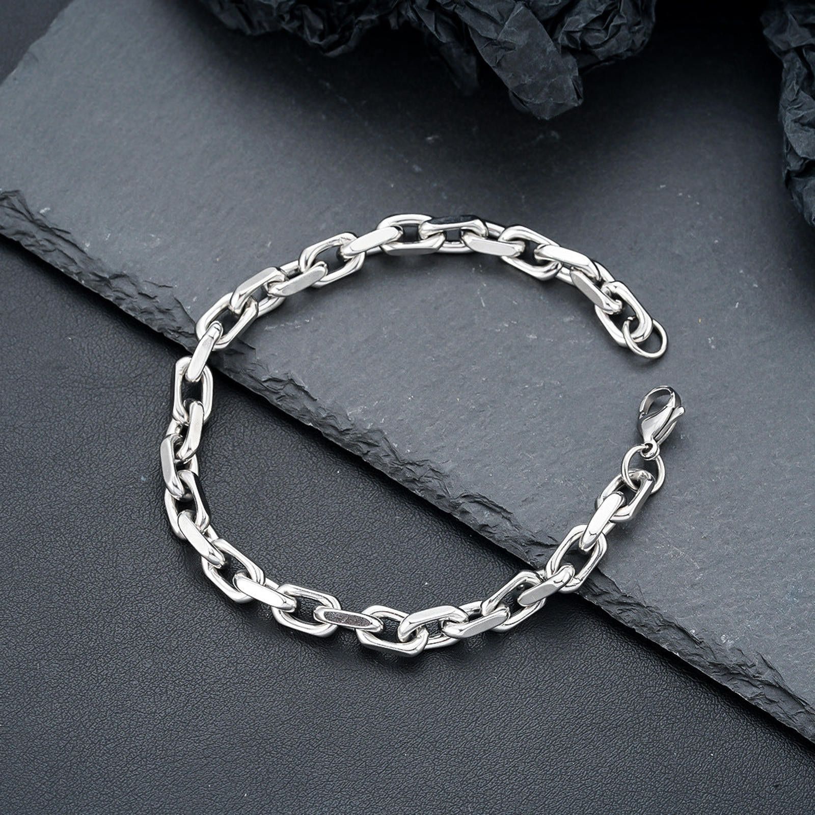 Japanese Brand Silver Chain Link Bracelet, Men's Stainless Steel Jewelry Size ONE SIZE - 3 Thumbnail