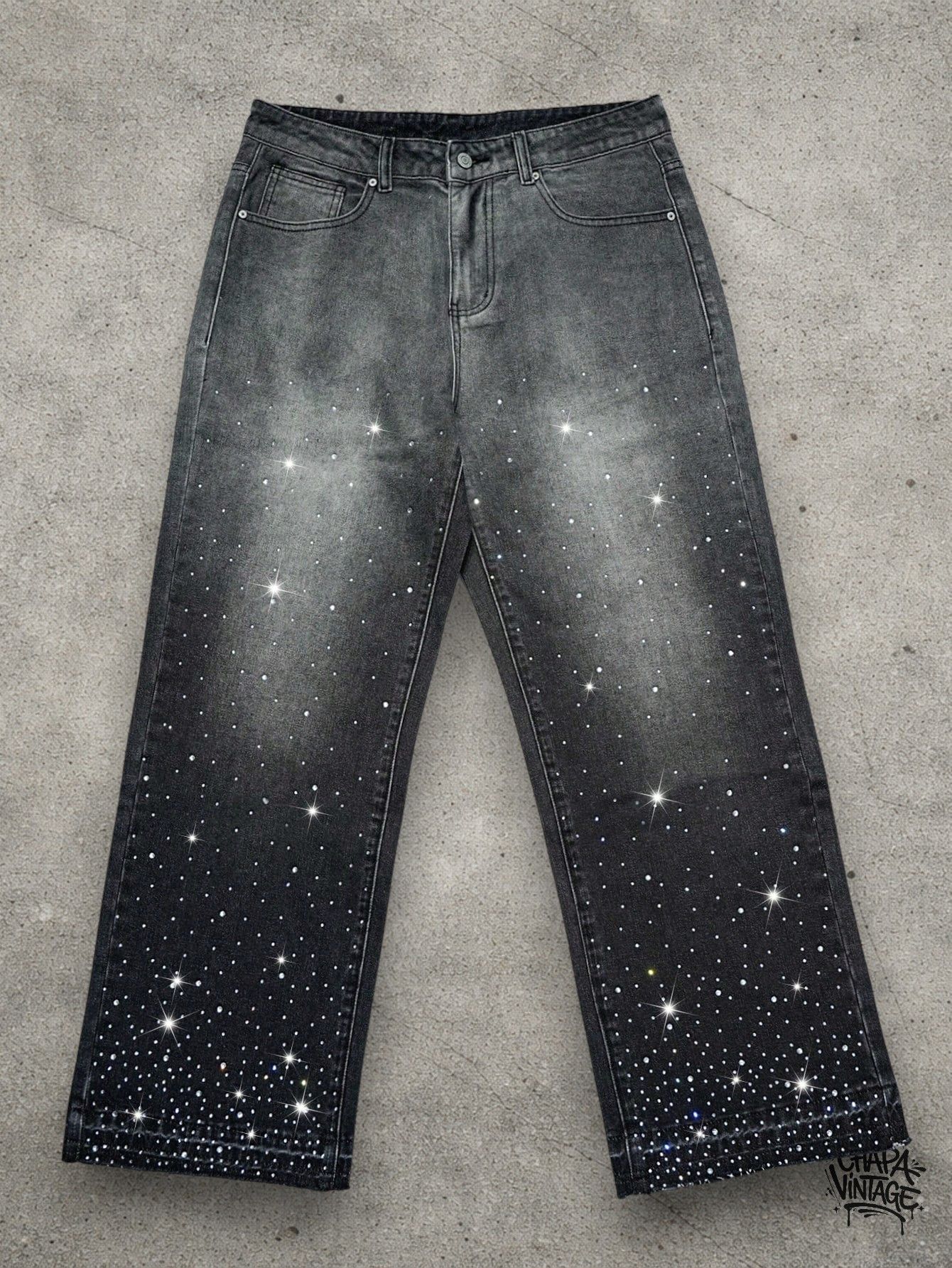 Japanese Brand Washed gray jeans rhinestone Size US 32 / EU 48 - 4 Thumbnail