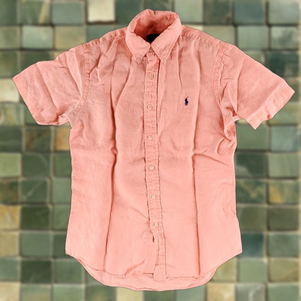 Ralph Lauren Ralph Lauren Shirt Mens S Pink Linen 100% Button-Down Short Sleeve Salmon Size US S / EU 44-46 / 1 - 1 Thumbnail