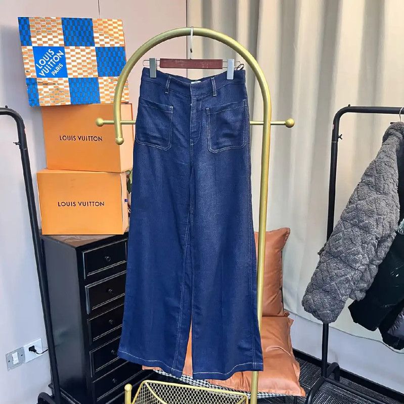 Dior Dior Women's Casual Blue Cotton Pants 0089 Size 23" - 1 Thumbnail