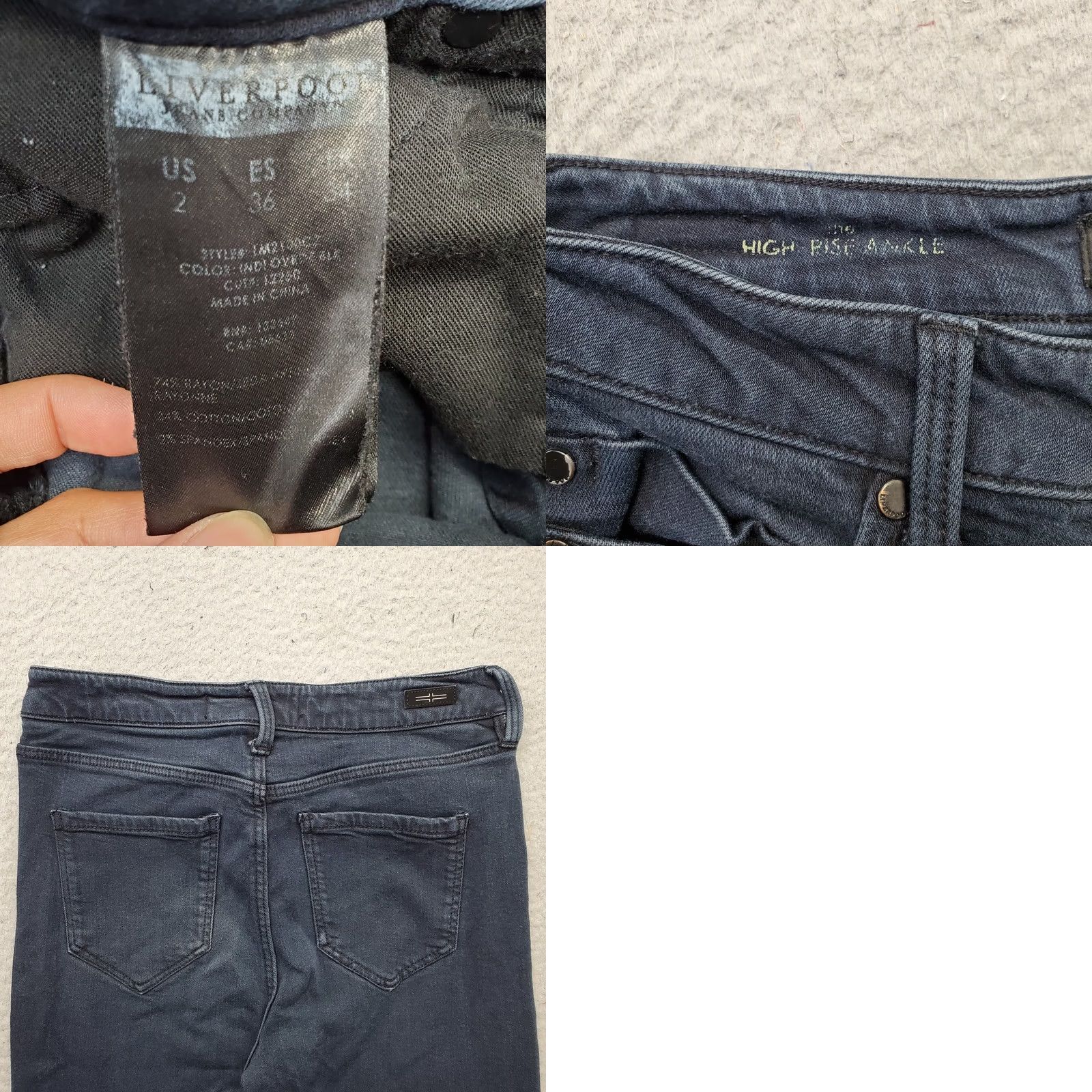 Vintage Liverpool Jeans Women's 2/26 Blue Denim High Rise Dark Wash Stretch Ankle Skinny Jeans Size 26" / US 2 / IT 38 - 8 Thumbnail