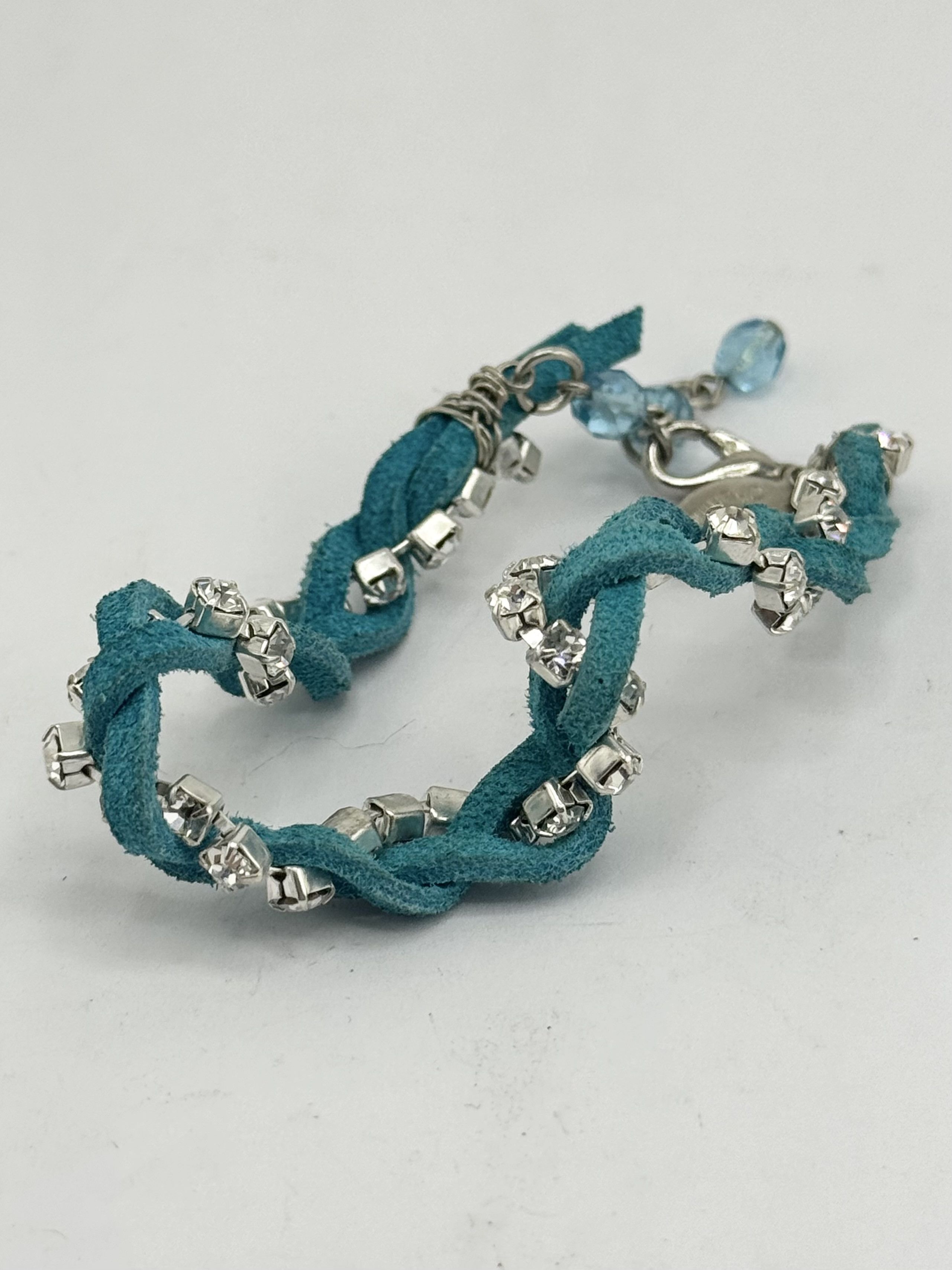 Vintage Vintage blue suede rhinestone braided bracelet Size ONE SIZE - 2 Thumbnail