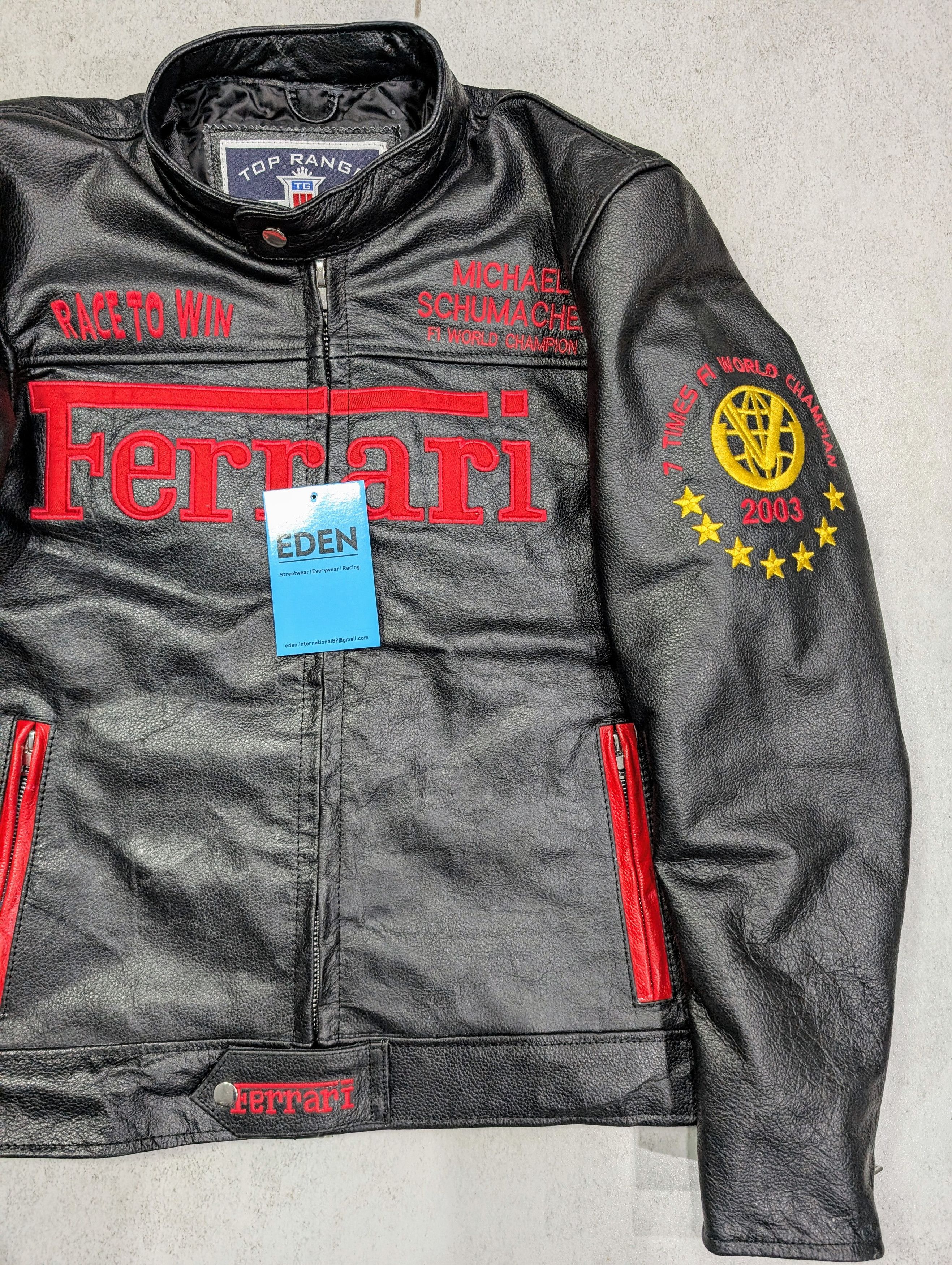 Japanese Brand Authentic Ferrari Racing Leather Jacket Stand Out From Crowd Size XXL / US 16-18 / IT 52-54 - 3 Thumbnail