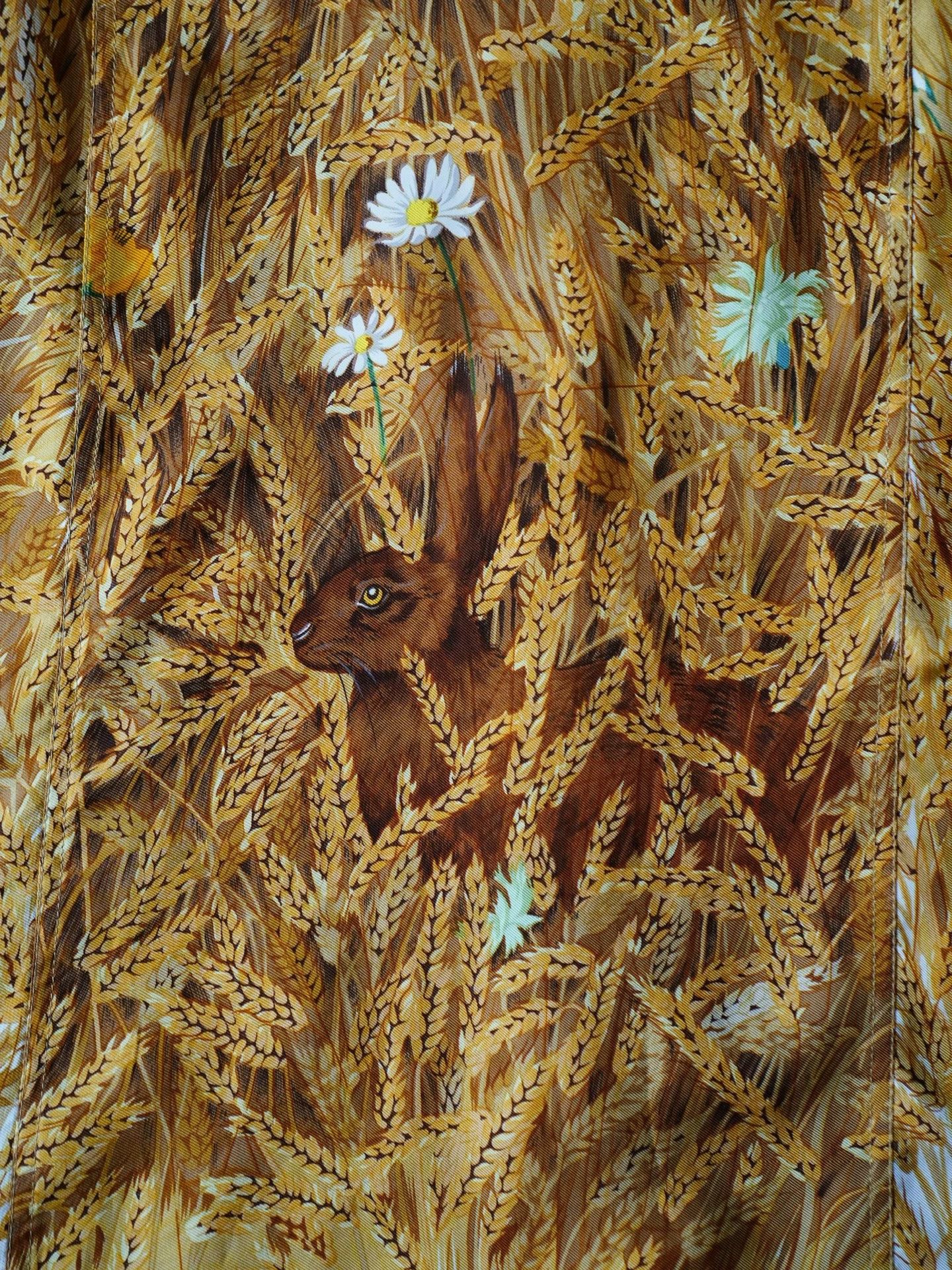 Hermes Hermes Women's Silk Shirt Dress Les Bles Rabbit Autumn 38 Size S / US 4 / IT 40 - 8 Thumbnail