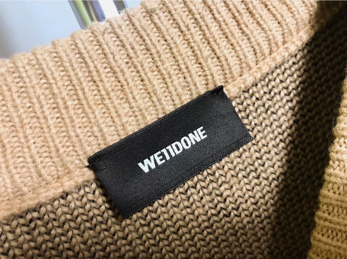 Japanese Brand × WE11DONE we11done LOGO JQD SWEATER mens beige knit Size US M / EU 48-50 / 2 - 6 Thumbnail