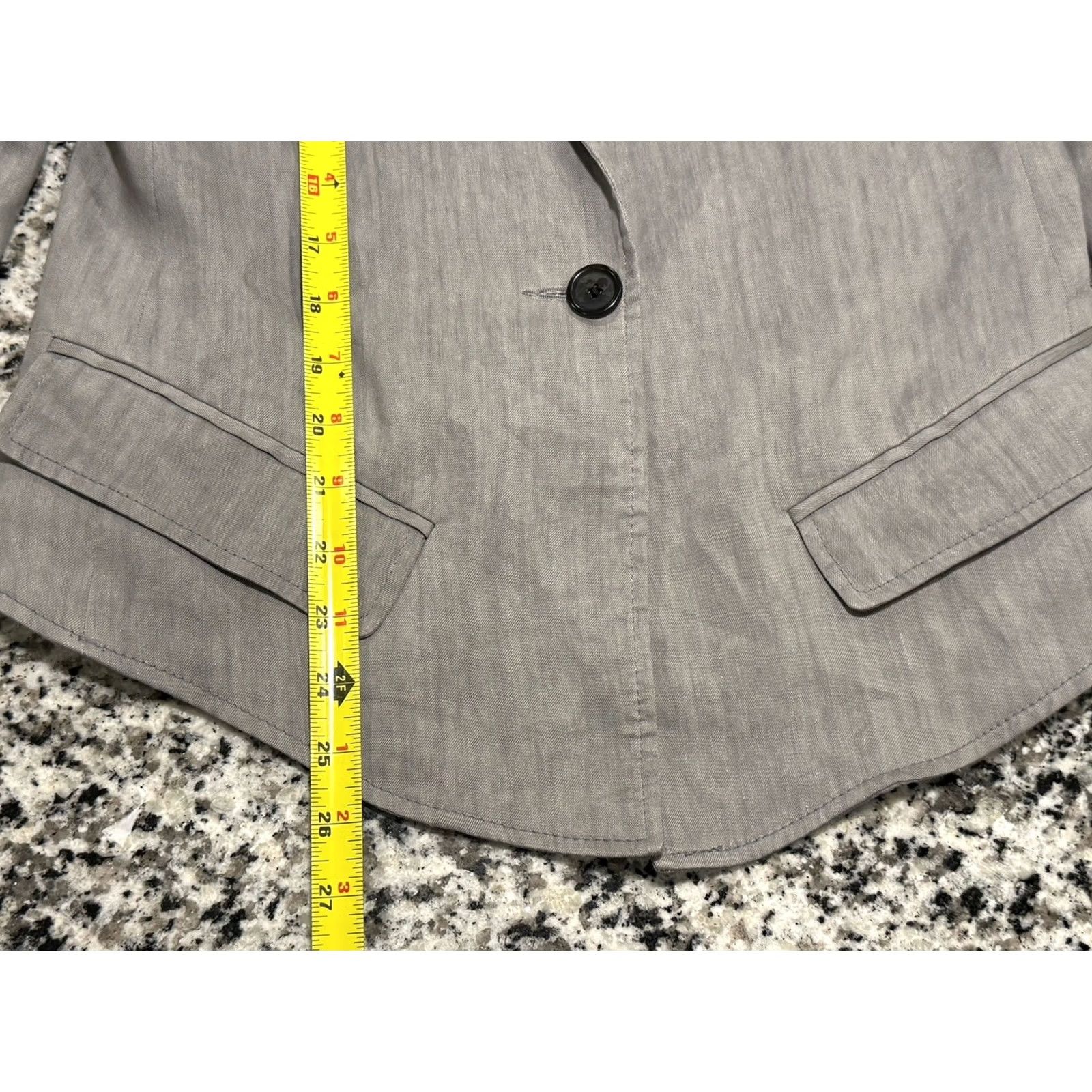 SMYTHE Smythe Blazer Jacket Womens Size 4 Gray Linen Blend Sharp Shoulder One Button Surgeon Cuffs Size S / US 4 / IT 40 - 6 Thumbnail