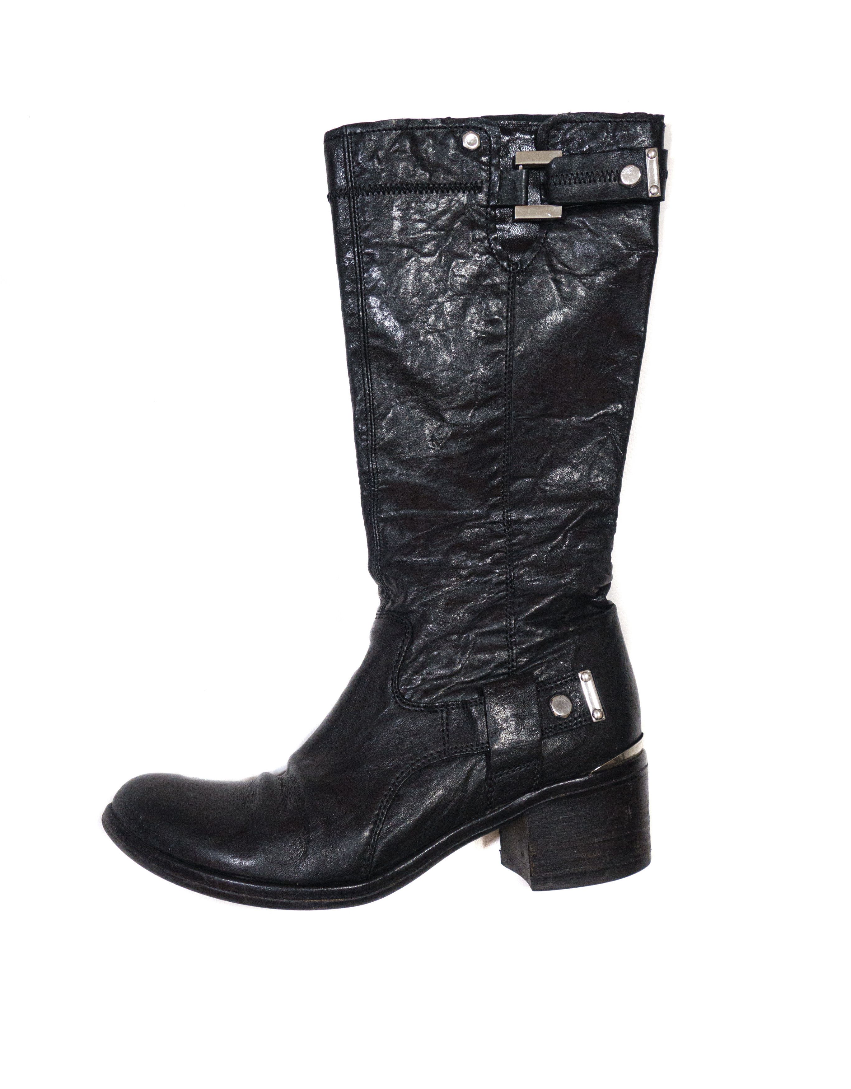 VIC MATI 00S Leather Side Zip Cowboy Leather High Boots Size US 8.5 / IT 38.5 - 1 Thumbnail