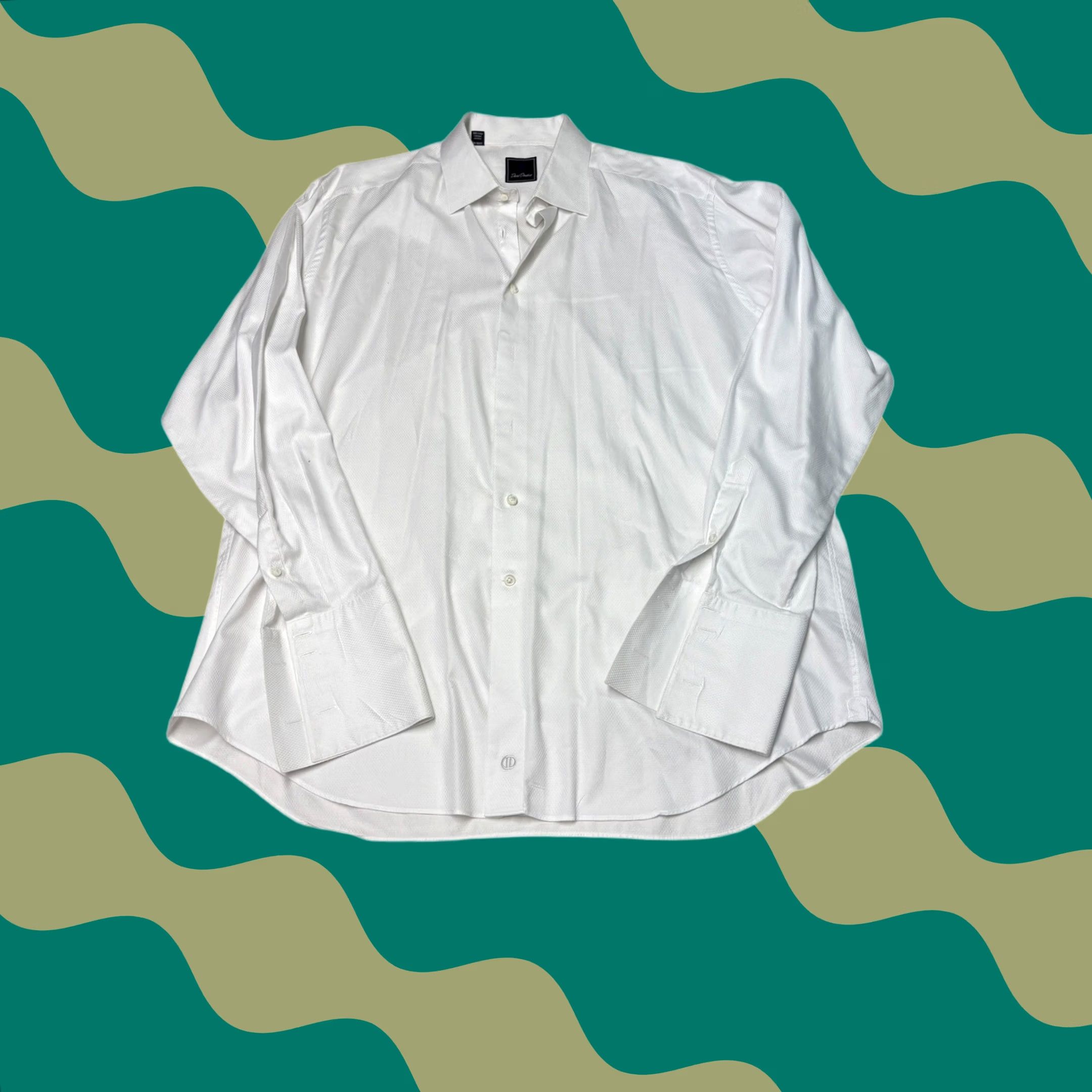 david donahue white dress shirt David Donahue Pique White Wing Collar Tuxedo Shirt 17 34-35 Regular