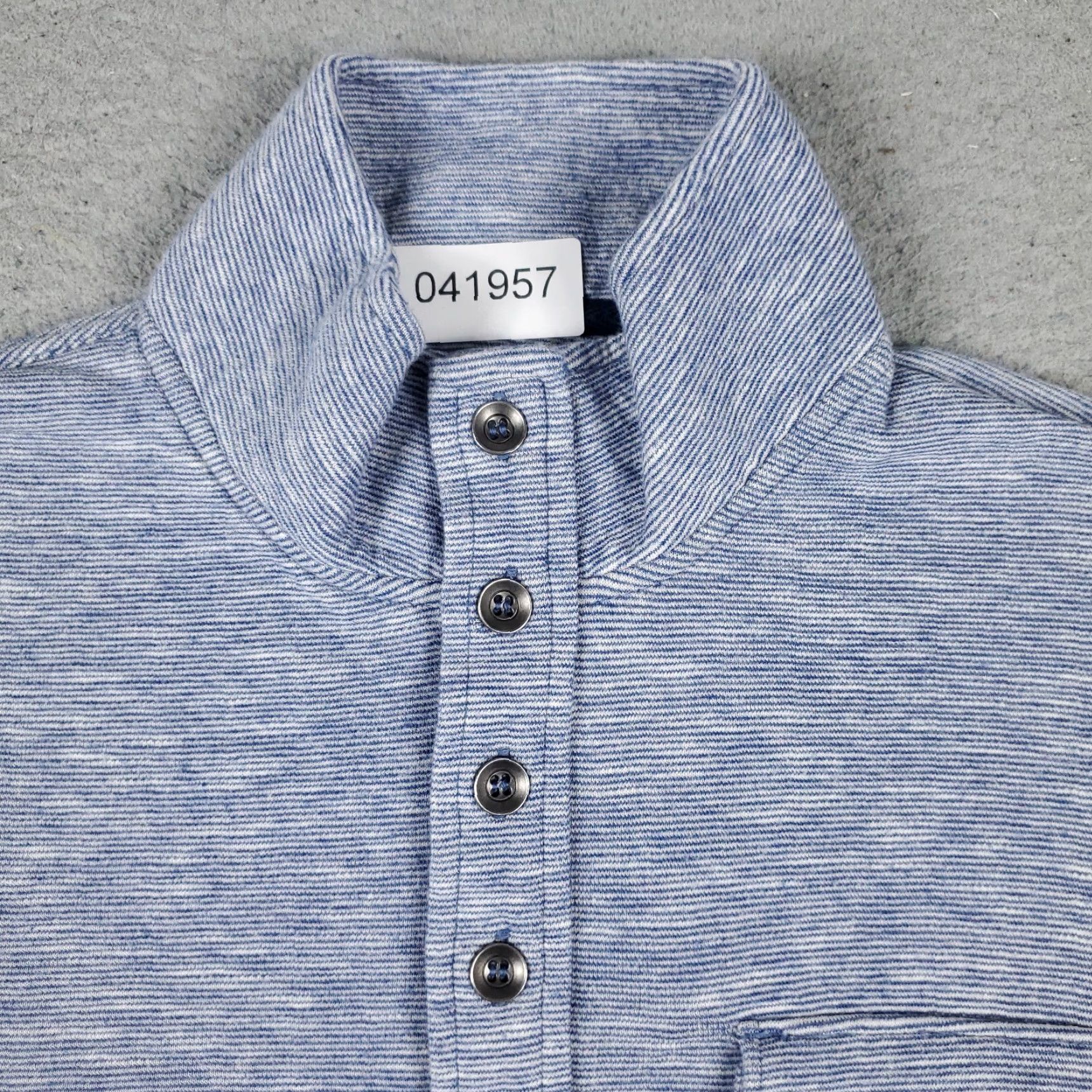 Lucky Brand Lucky Brand Shirt Adult Medium Blue Long Sleeve Mock Neck 1/4 Button Logo Solid Mens Size US M / EU 48-50 / 2 - 2 Thumbnail