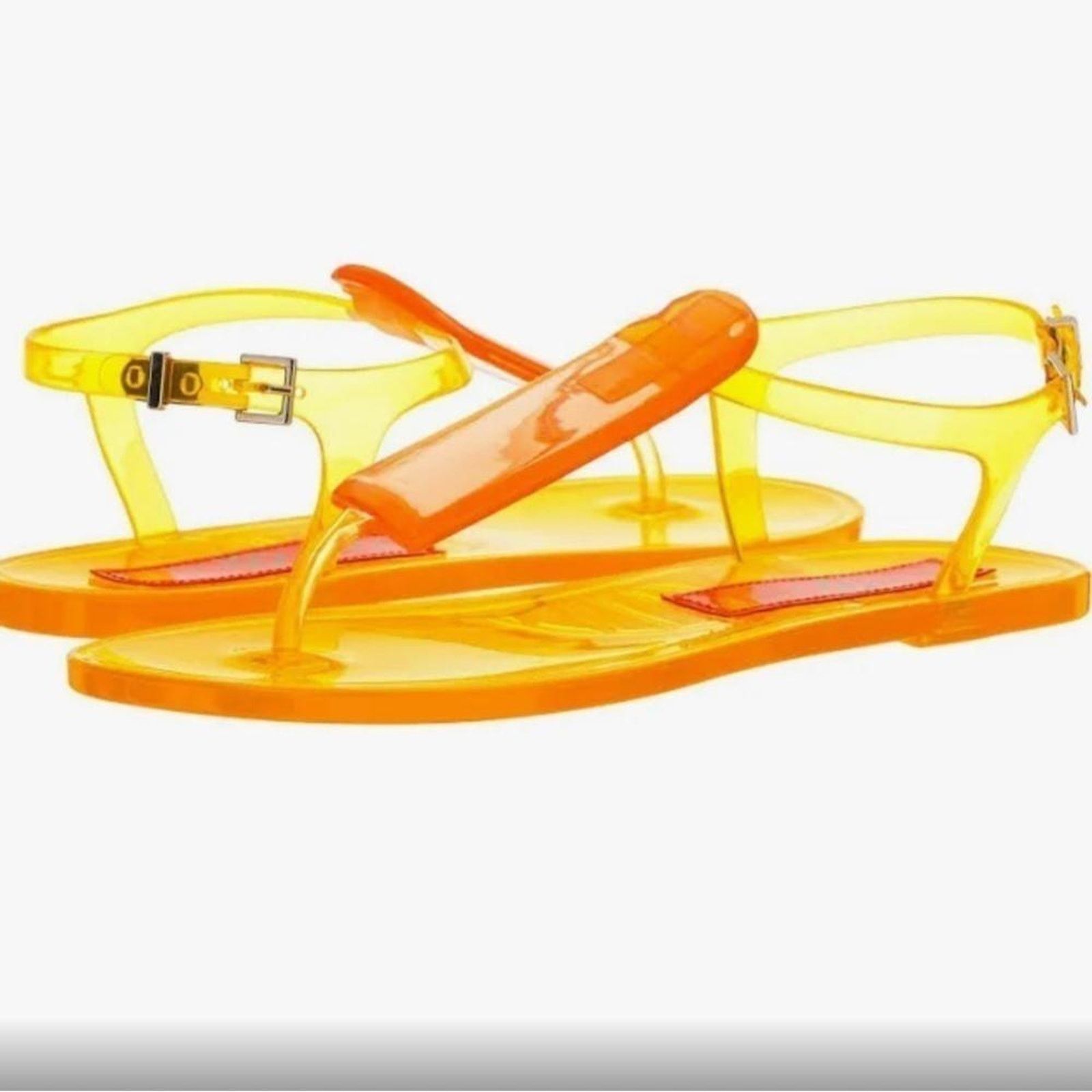 Designer Katy Perry Chic Yellow Jelly Flip Flops Sandles Size US 6 / IT 36 - 2 Thumbnail