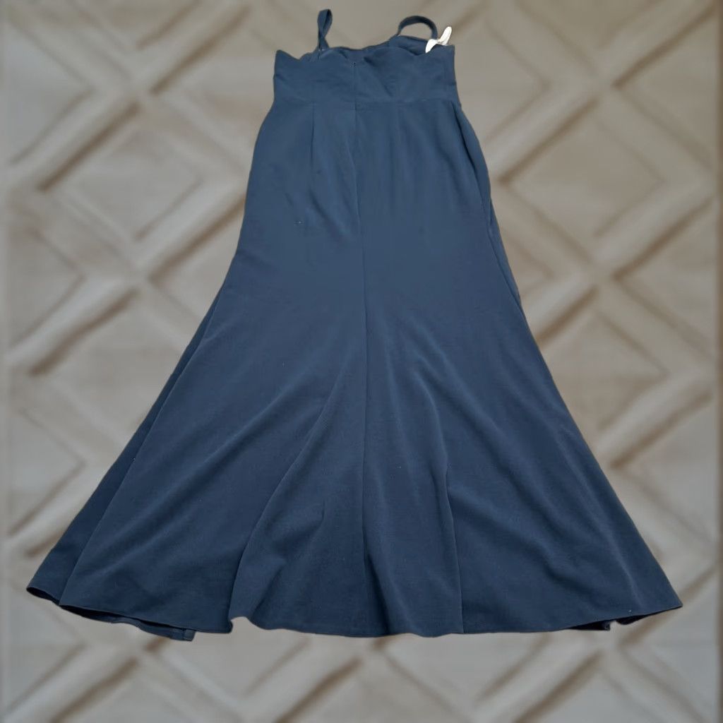 Vintage Azazie Navy Blue Maxi Dress Formal A14 Womens Square Neck Sleeveless High Slit 14 Party Wedding Dress Size XL / US 12-14 / IT 48-50 - 1 Thumbnail