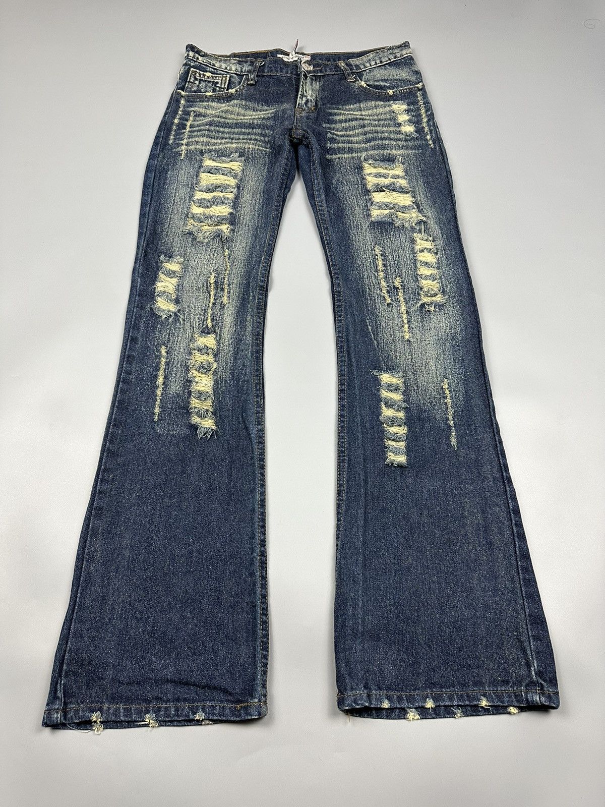 If Six Was Nine × Le Grande Bleu (L.G.B.) 🔥Sick Nice🔥Distressed Five Star Dragon Flared Jeans Size US 32 / EU 48 - 3 Thumbnail
