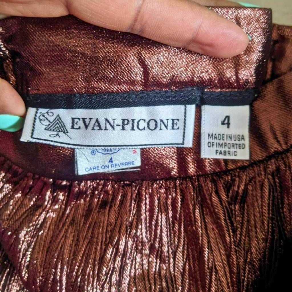 Evan Picone Vintage Evan Picone Brown Metallic Pleated Midi Skirt Size 4 Size 27" / US 4 / IT 40 - 3 Thumbnail