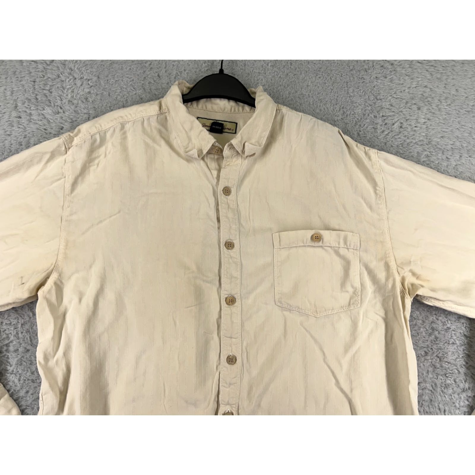 Tommy Bahama Tommy Bahama Mens Shirt Yellow 100% Silk Striped Hawaiian Camp Button Up Size US L / EU 52-54 / 3 - 5 Thumbnail