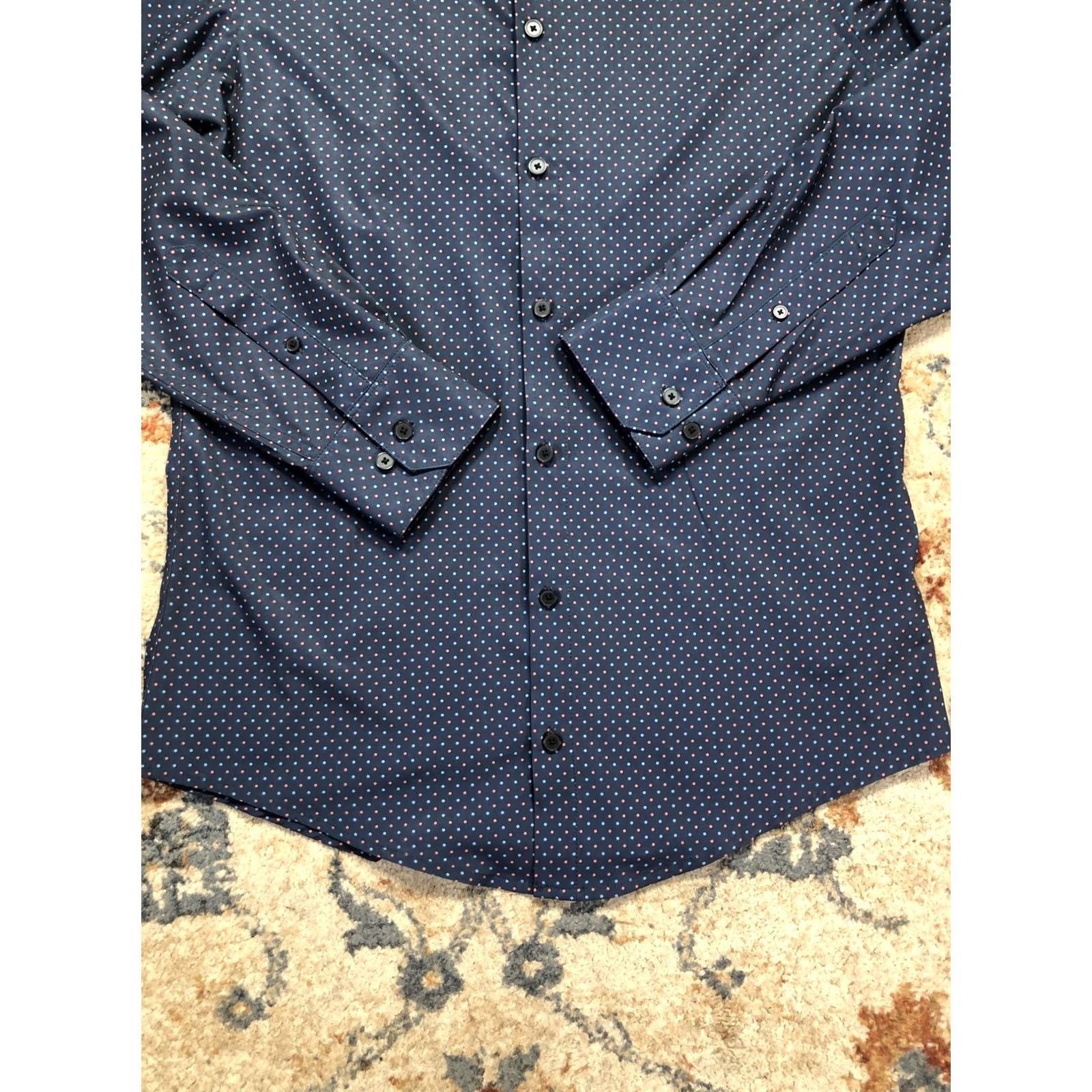 Mizzen+Main Mizzen+Main Shirt Mens Small Blue Micro Dot Leeward Trim Performance Button Down Size US S / EU 44-46 / 1 - 5 Thumbnail