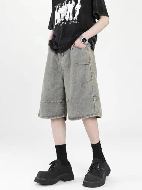 VIBE Gray High Street Vintage Loose Fit Denim Shorts Size US 32 / EU 48 - 5 Thumbnail