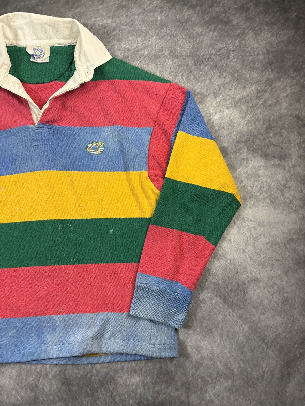 Vintage Vintage Rugby Polo Longsleeve Faded Cropped Striped 80s 90s Size US M / EU 48-50 / 2 - 16 Thumbnail